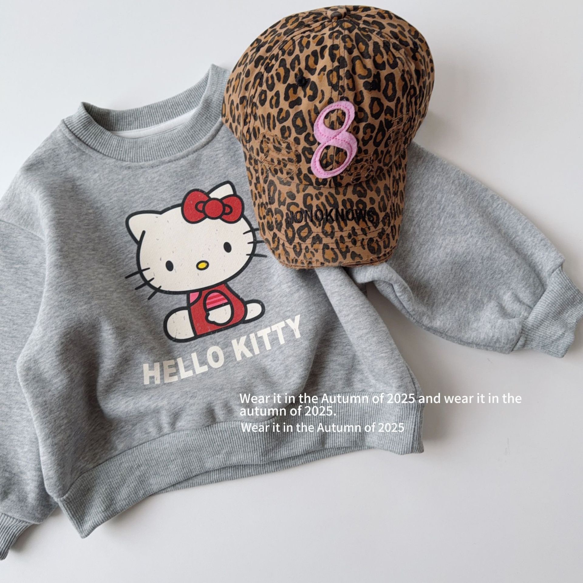 可愛灰色貓貓加絨上衣