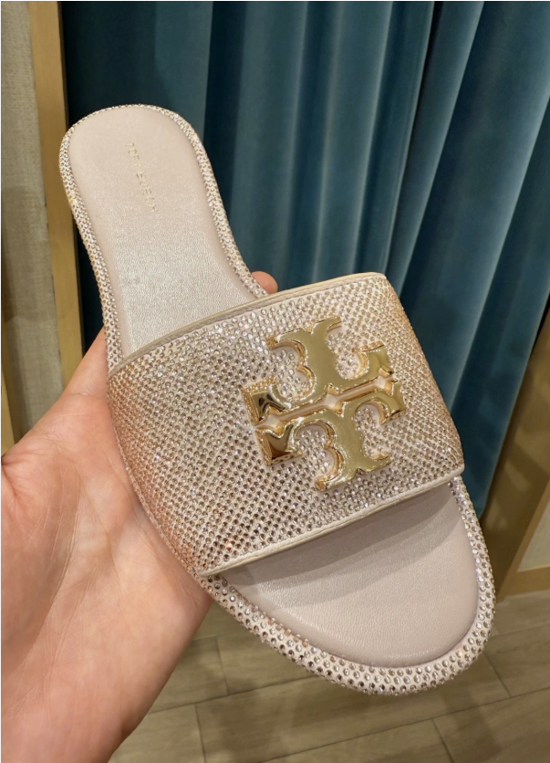 PS91 Tory Burch 151402 Everly Slide  660 - Posy Pink / Crystal / Gold
