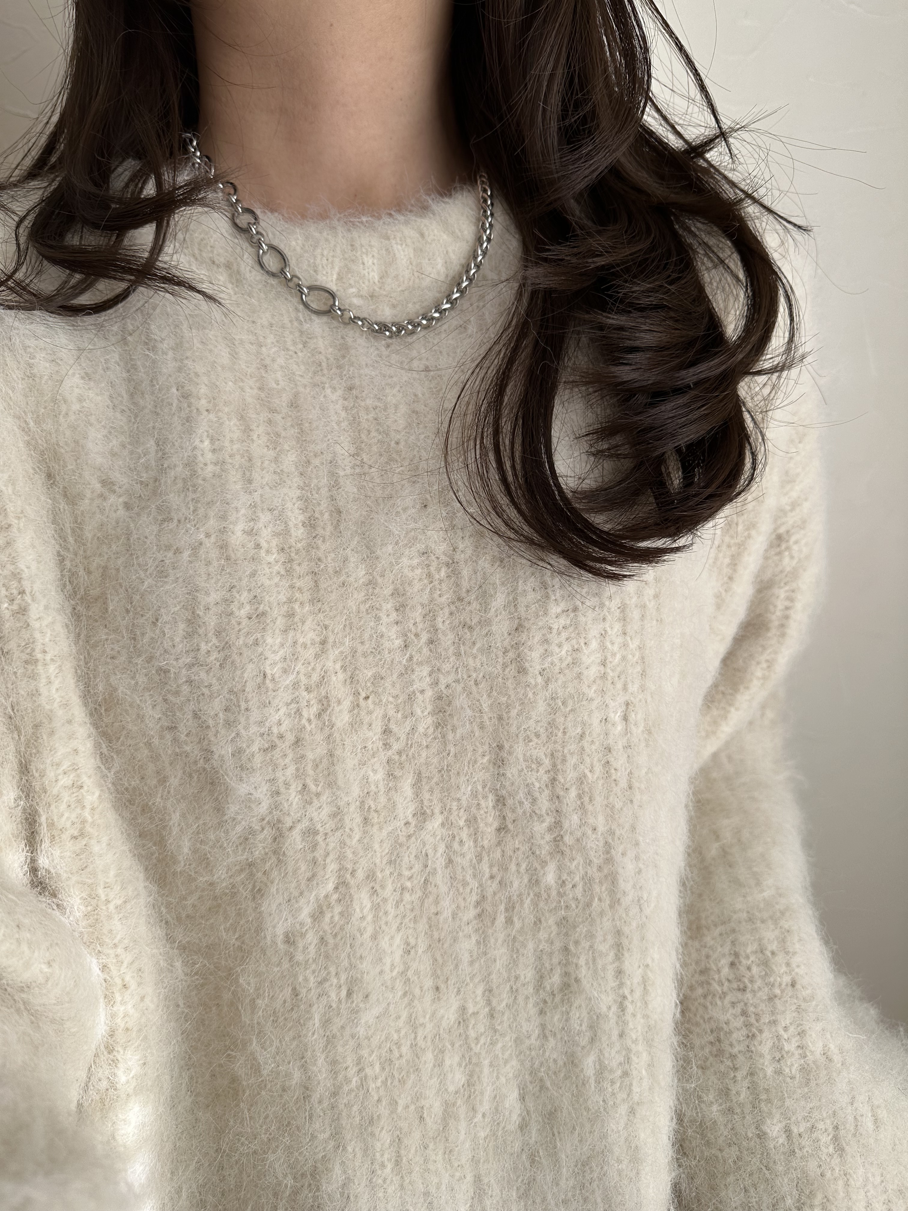 SS twin chain mixed necklace