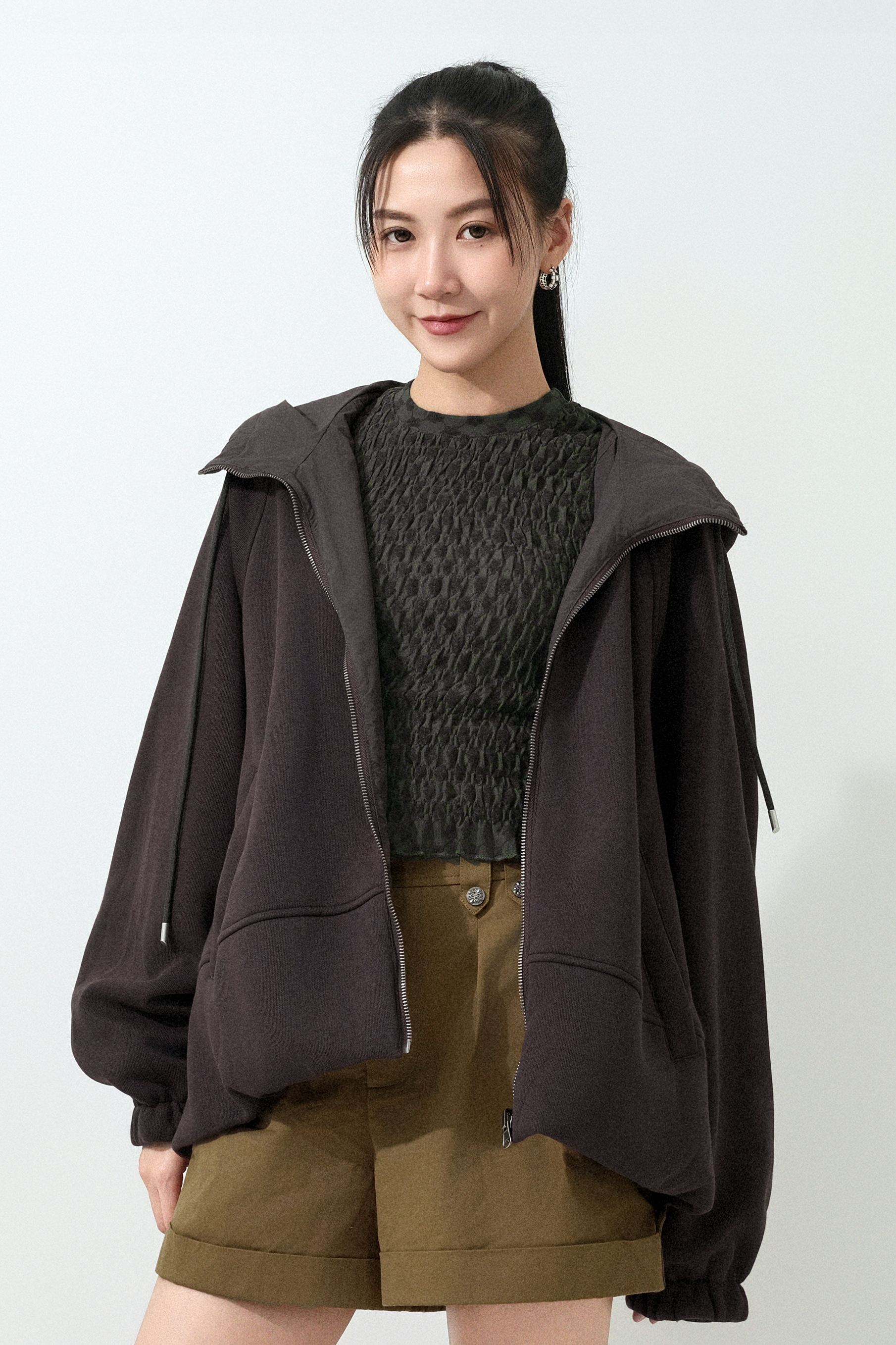 衛衣拼風褸布雙面帽外套（預購產品）