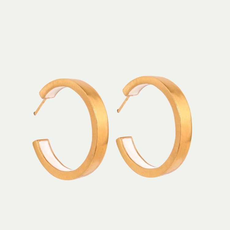 KM 圈型耳環-白色