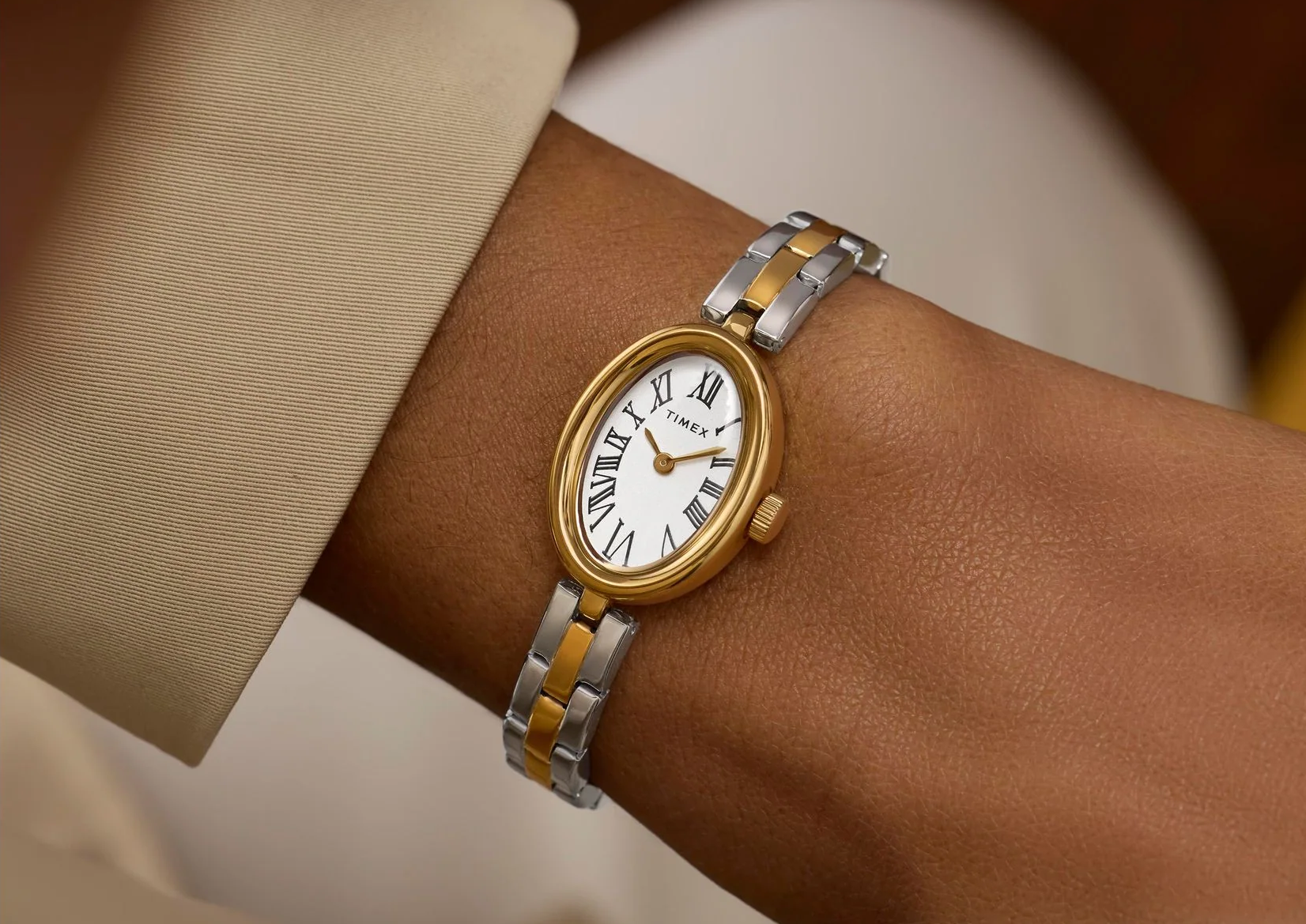 萬年鐘錶 - TIMEX 天美時  Cavatina 雙色錶殼橢圓形細緻女錶 TW2Y26800   錶徑19MM