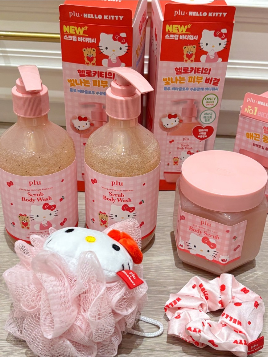 Plu x Hello Kitty 香糖與海鹽身體磨砂膏