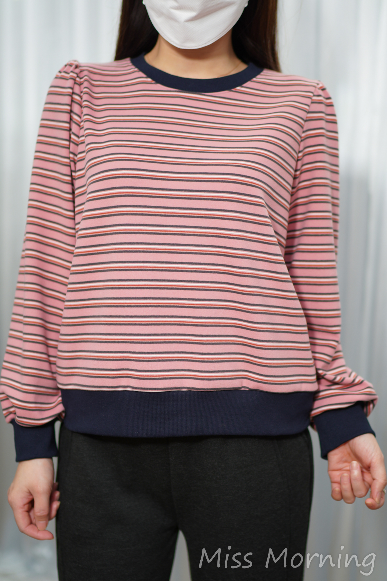 毛巾面料悠閑條子衫(14945)