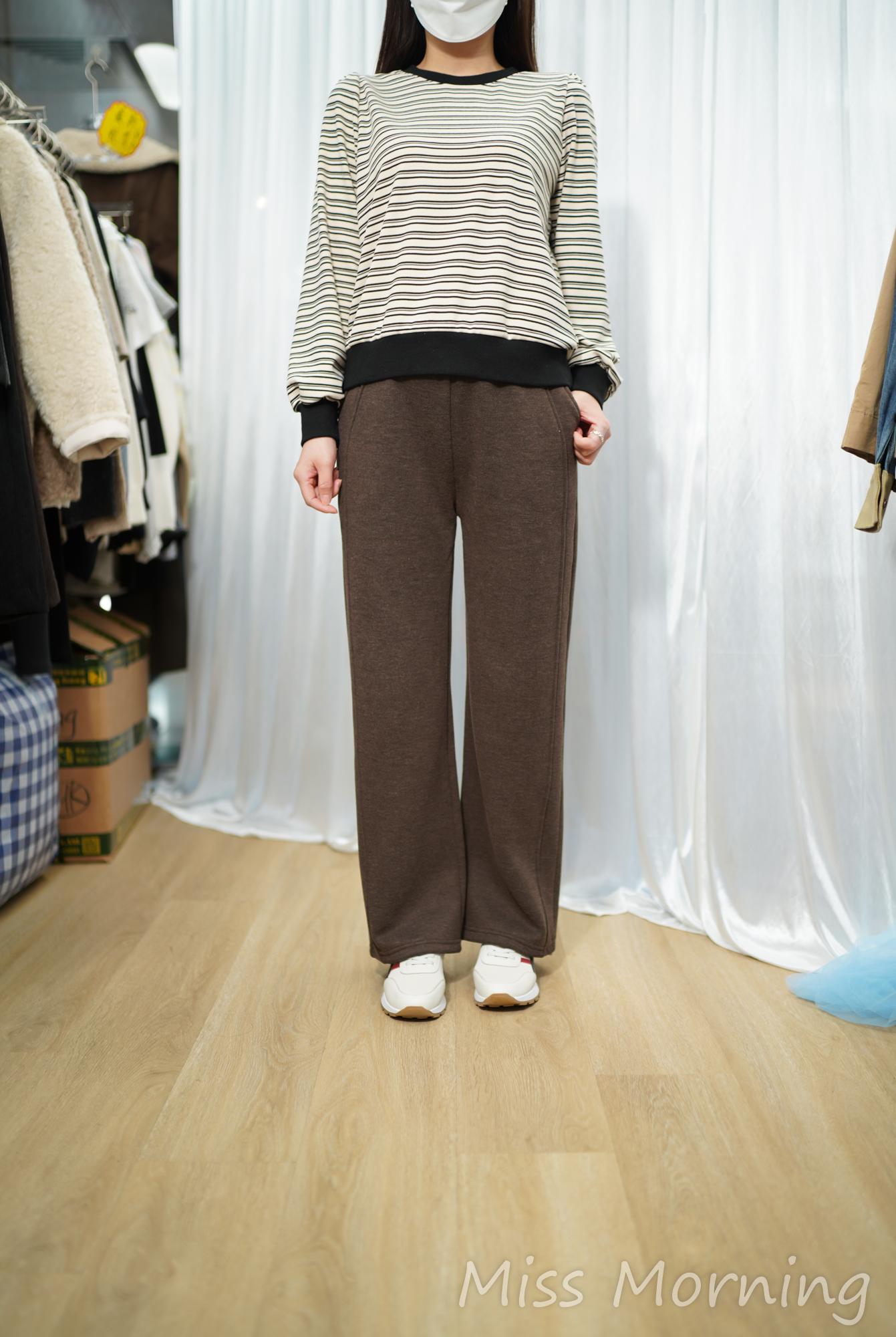 毛巾面料悠閑條子衫(14945)