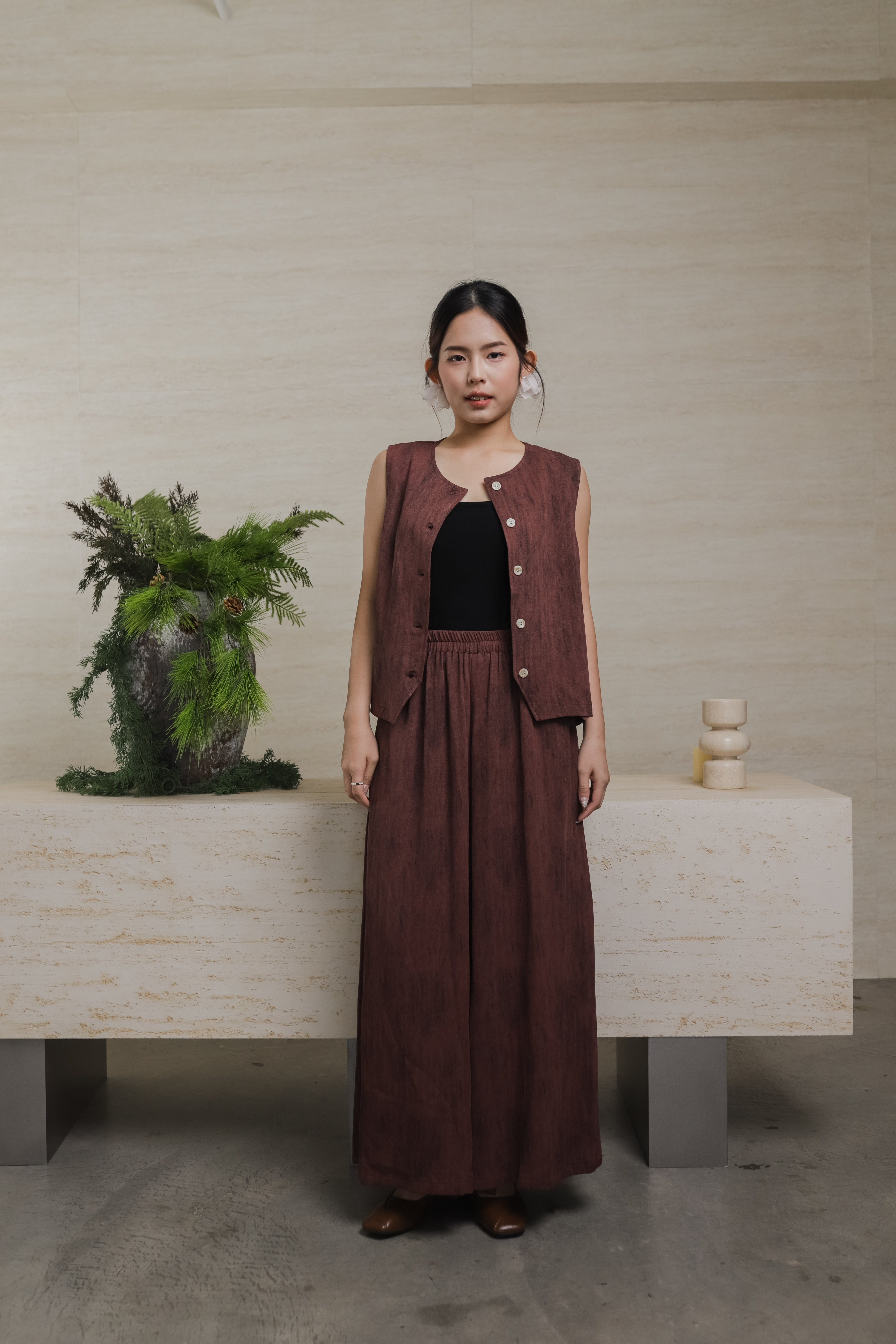 Mossy Wide Leg Pants Rosewood -2568PLROS