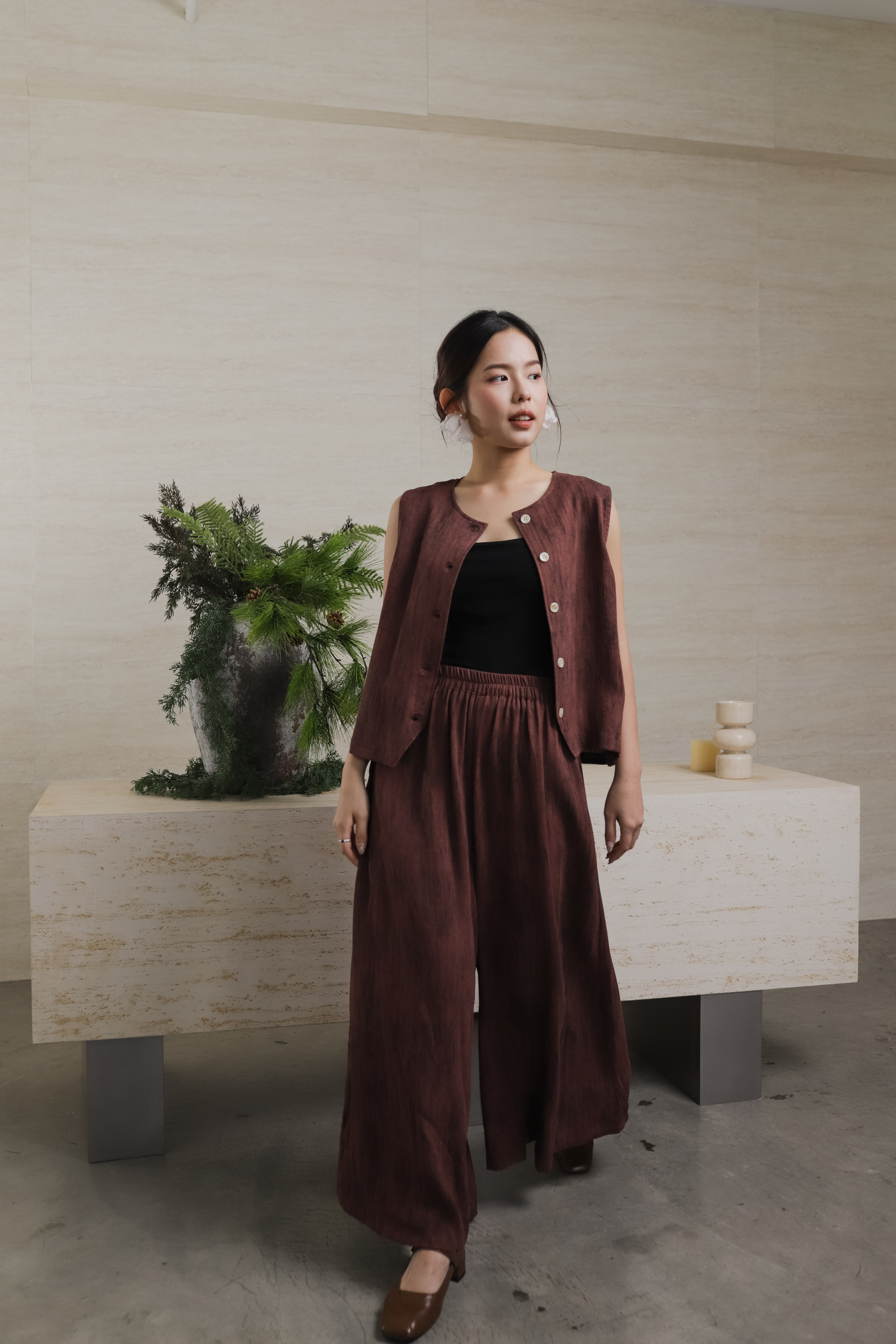 Mossy Wide Leg Pants Rosewood -2568PLROS