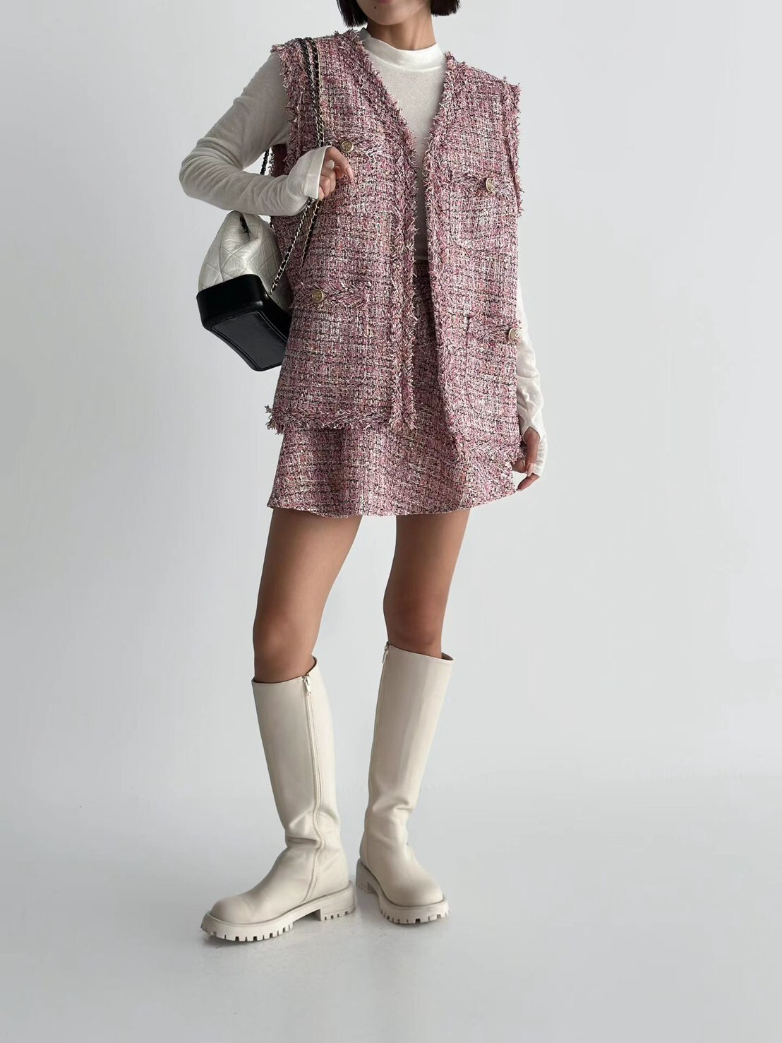 Marie-Marie  溫柔小香風長版毛呢背心