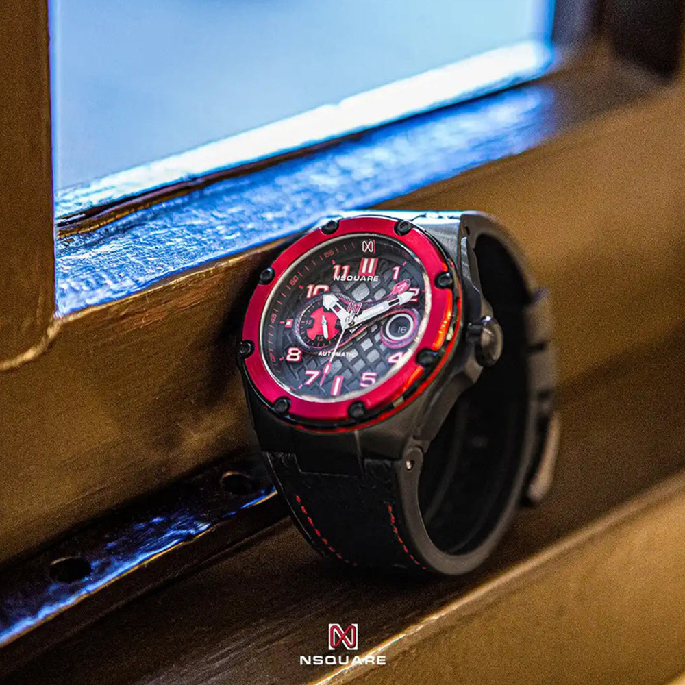 (預購)【NSQUARE】SNAKE 蛇系列 特別款 黑紅 立體 蛇紋 機械錶 G0473-N51.3