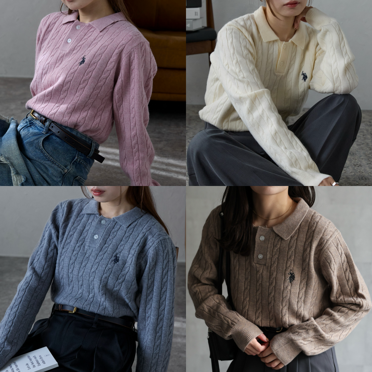 預購┃U.S. POLO ASSN. 刺繡 麻花 針織 長袖 POLO衫