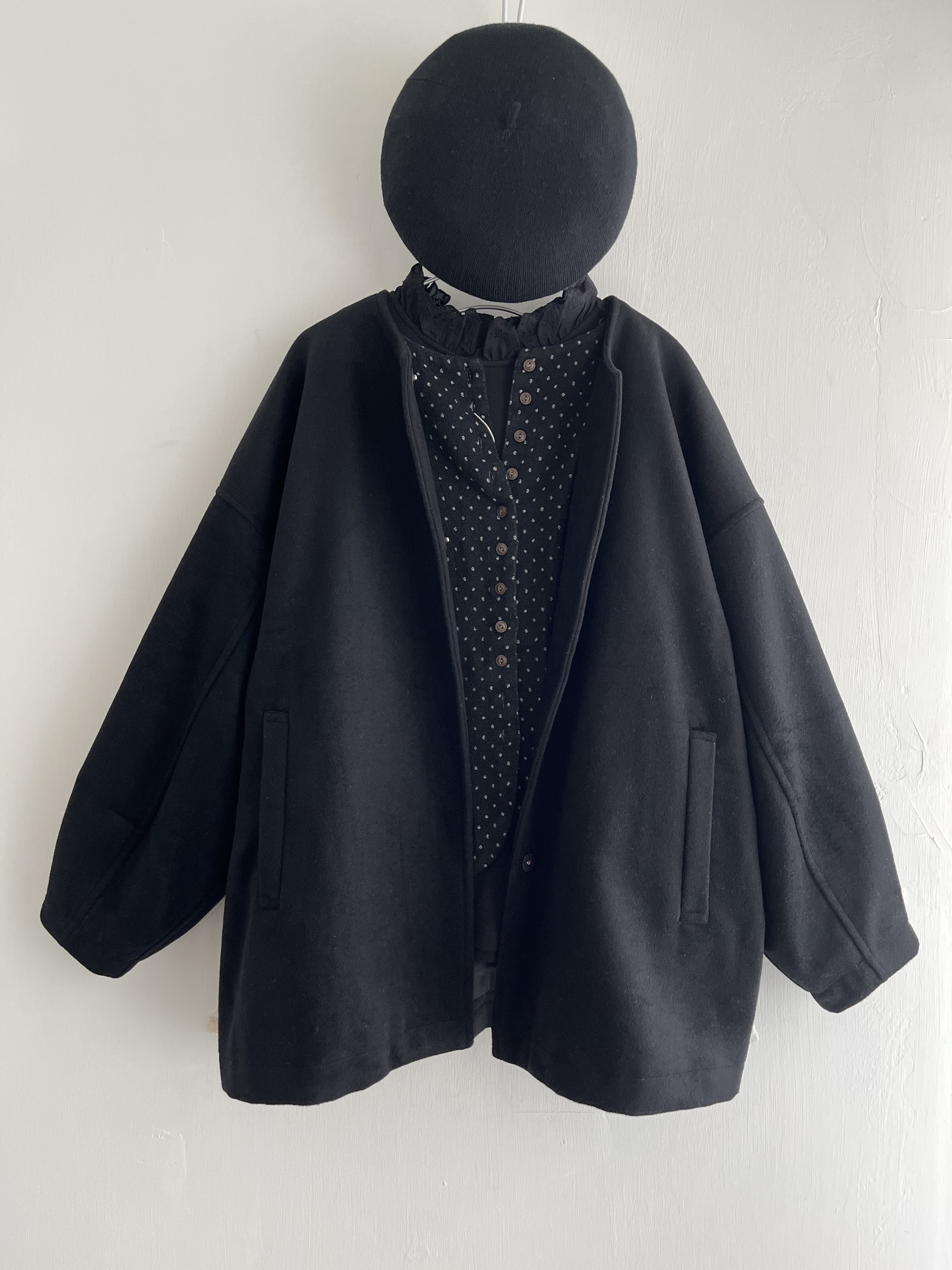 HEAVENLY黑色絨料中褸