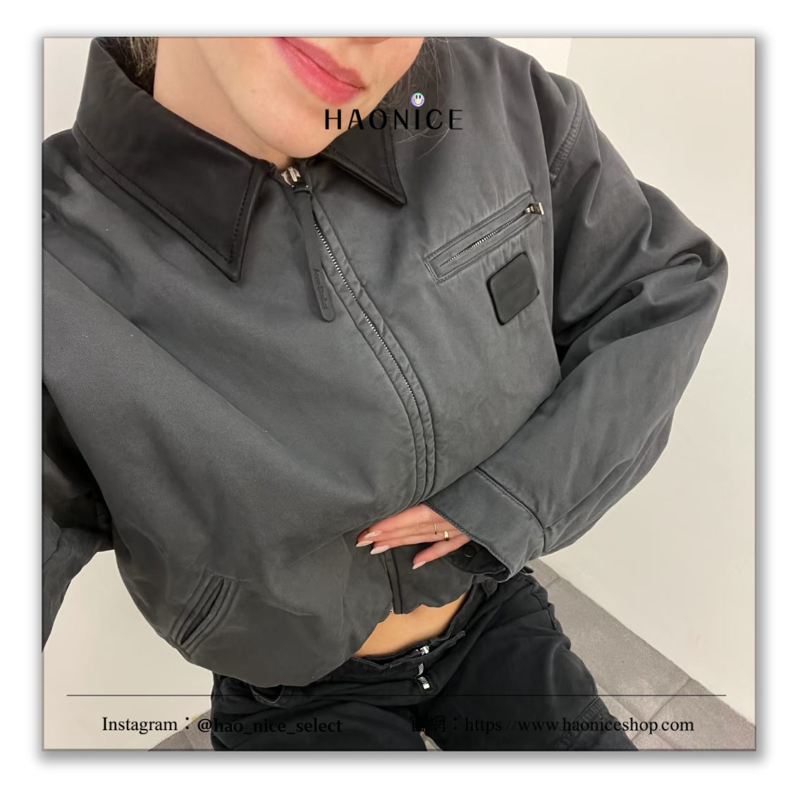 【HAO NICE】低調質感拉滿🔥Acne Studios 皮革徽標 水洗復古 飛行外套 長袖 棉服外套