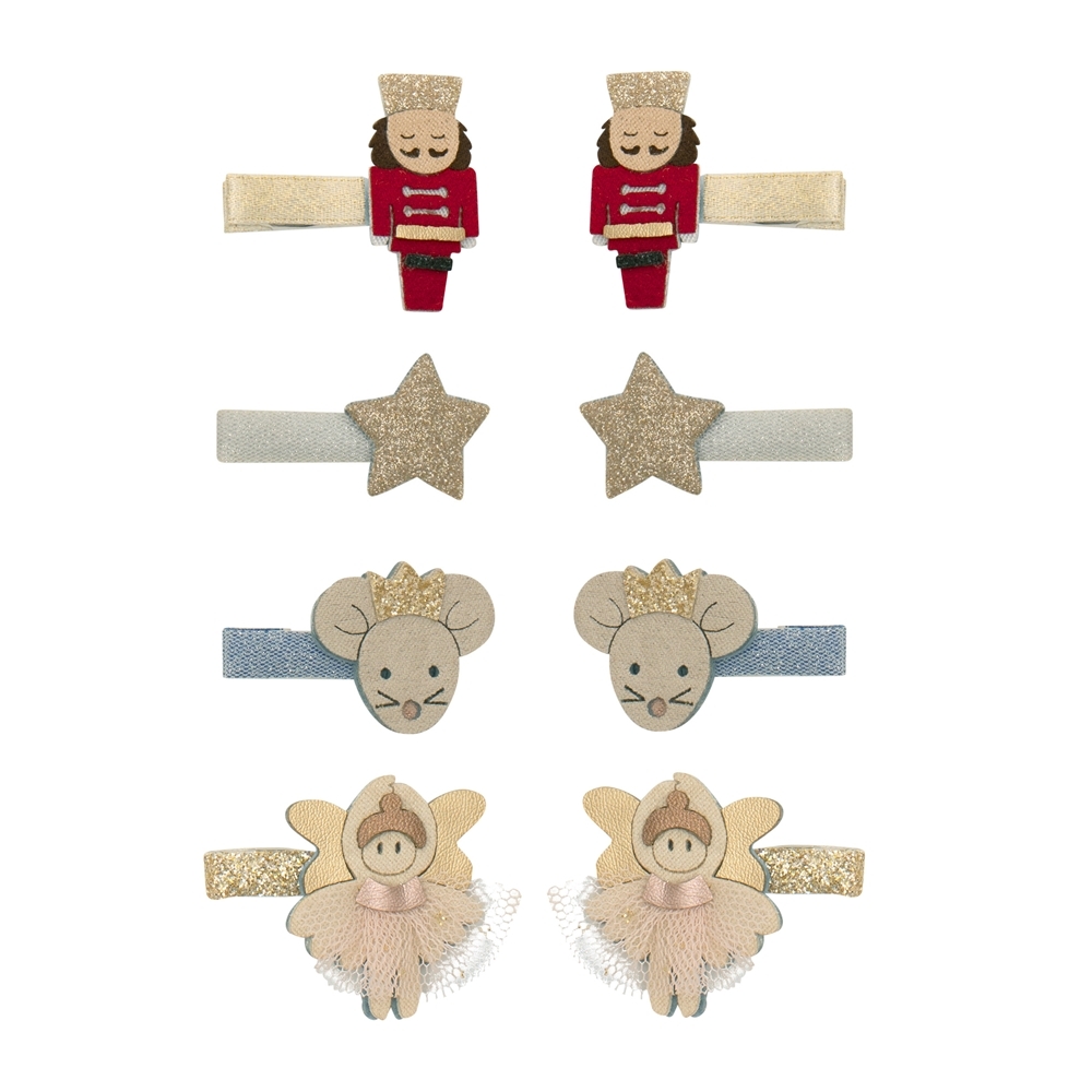 Mimi & Lula Xmas胡桃鉗小天使星星迷你髮夾8入