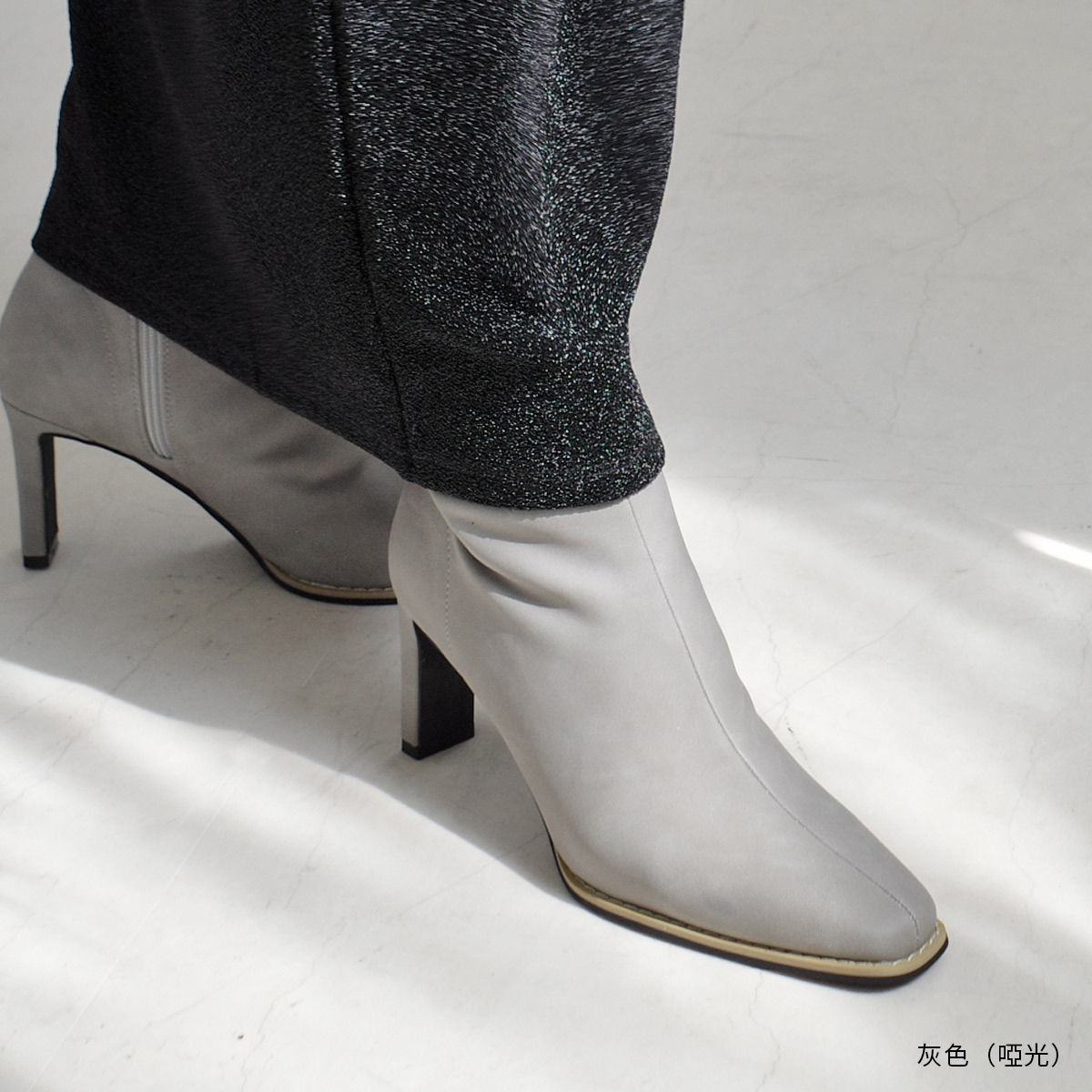 辣妹風格 方頭板跟短靴【CX3216】