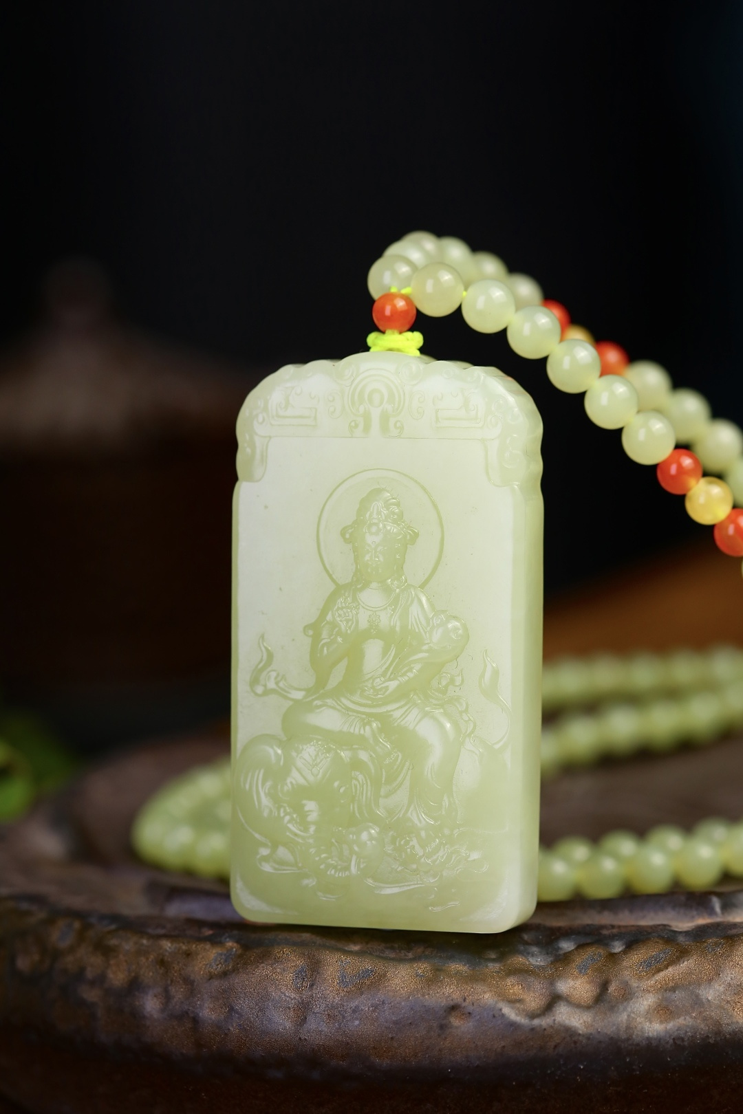 和田玉普賢菩薩一體鏈 (項鏈直徑 6mm),天然和田玉軟玉