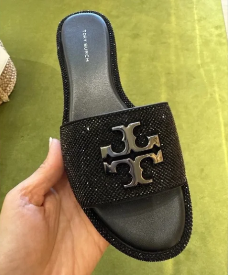 PS94 Tory Burch 151402 Everly Slide 009 - Perfect Black / Jet / Pewter
