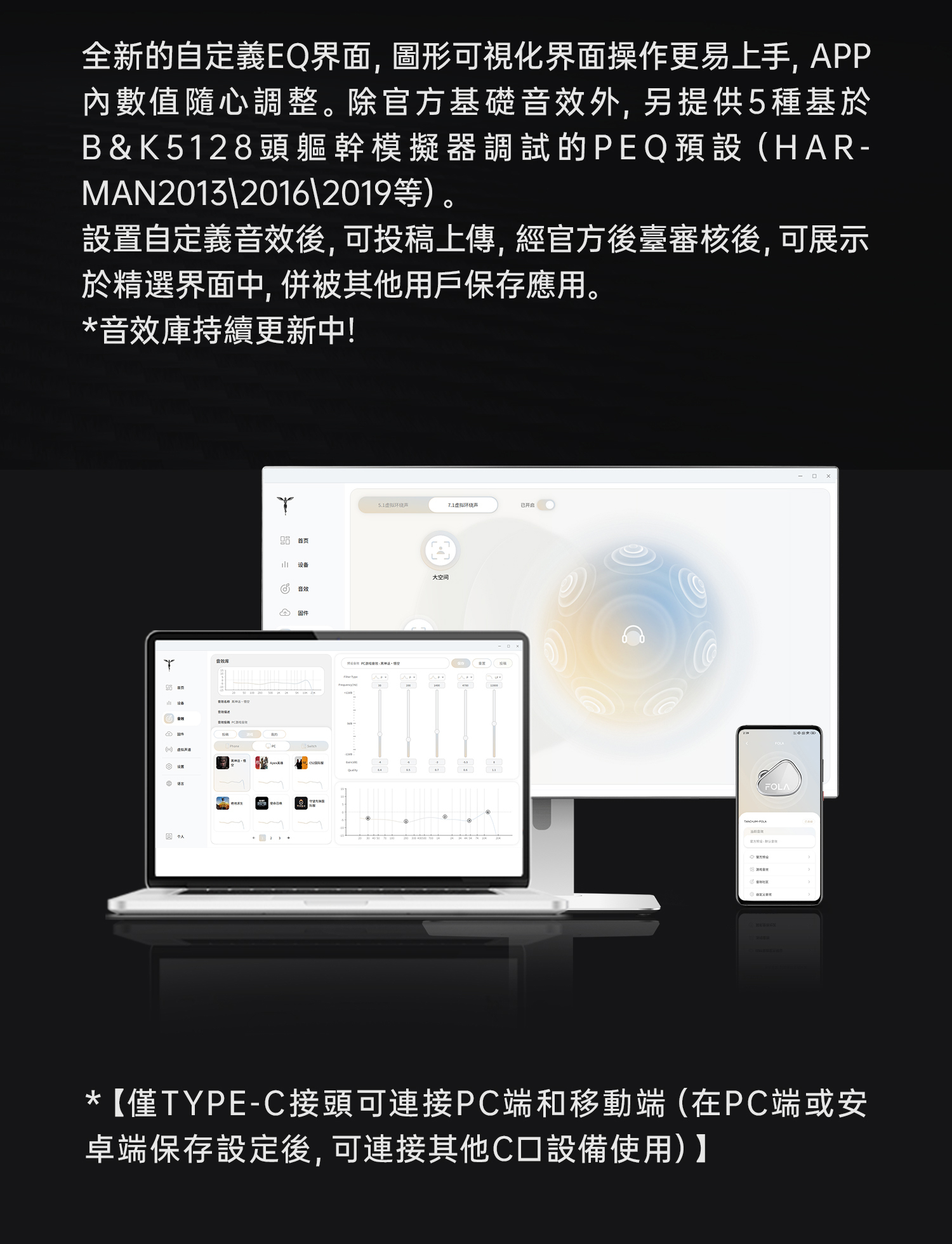 Tanchijim Fola 7.1環繞聲入耳式耳機 - 專屬調音APP界面