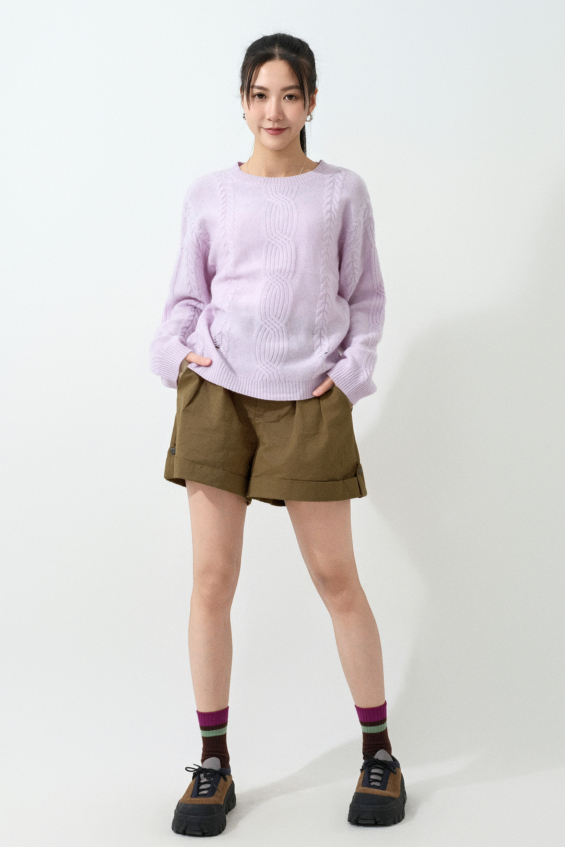 扭繩辮子織花冷衫 (預購產品）