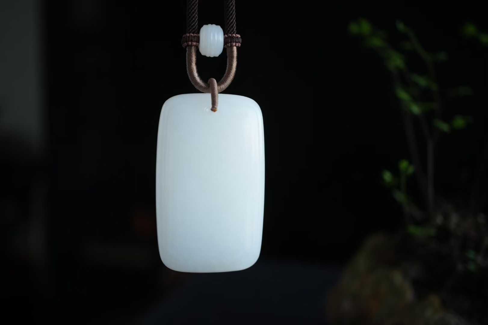 1117416 和田玉羊脂玉平安無事牌掛件