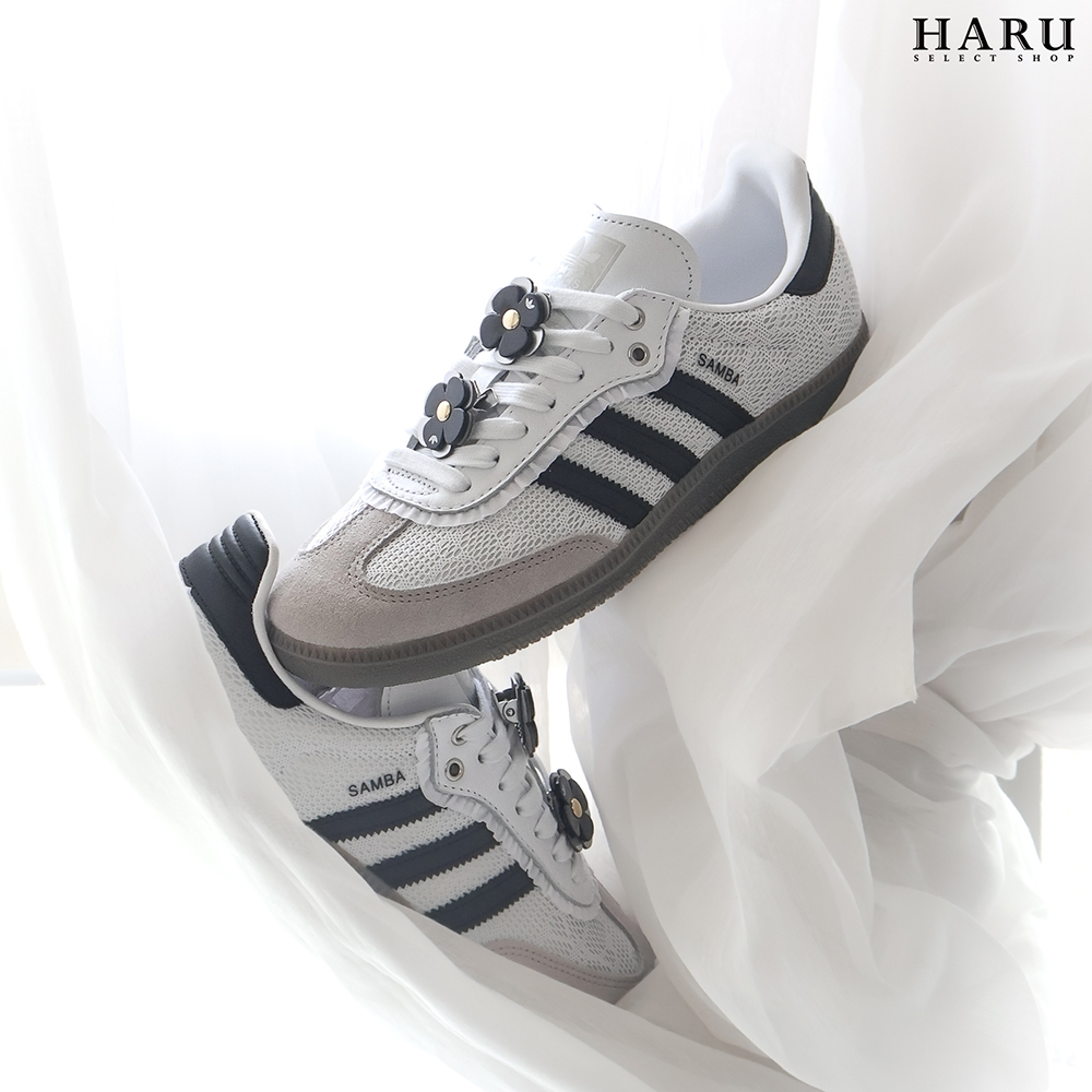 現貨 adidas originals Samba OG 小花鞋扣 編織 蕾絲 白黑 德訓鞋 復古休閒鞋 IH3371