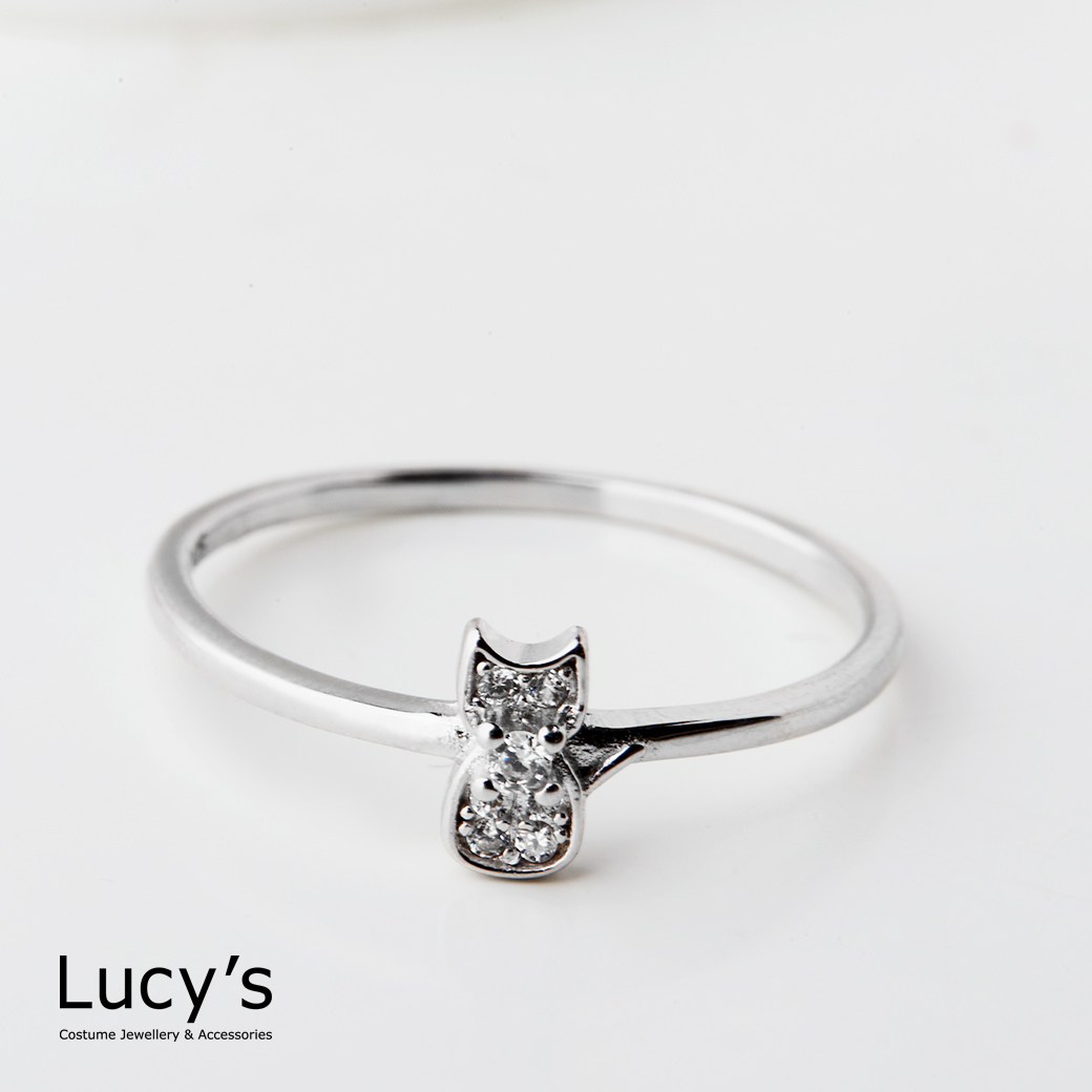 925純銀 閃亮小貓 戒指 (二色) (121867/121868/121871/121872)