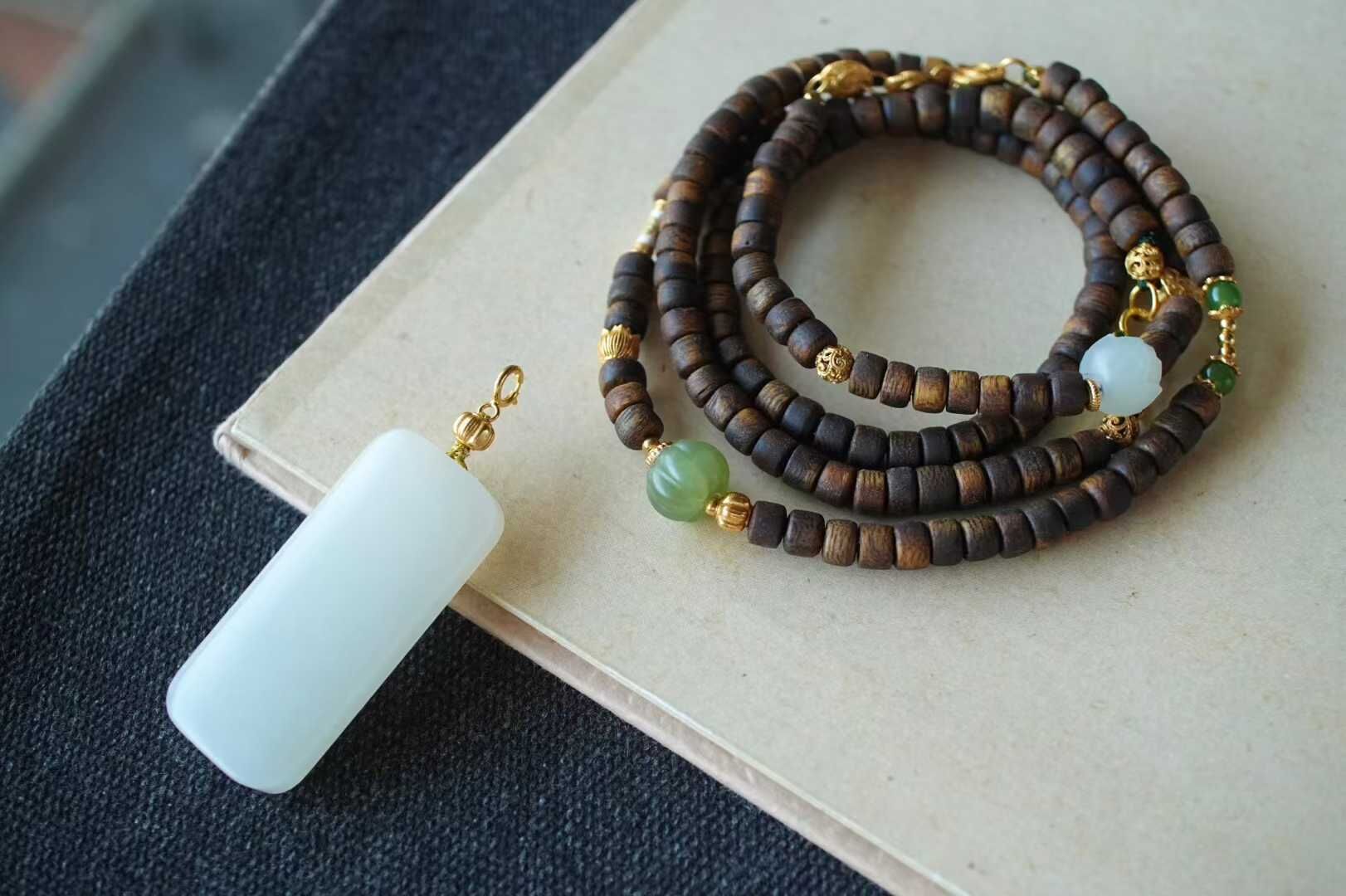 1117417 和田玉羊脂玉平安無事牌掛件項鏈手鏈三用款