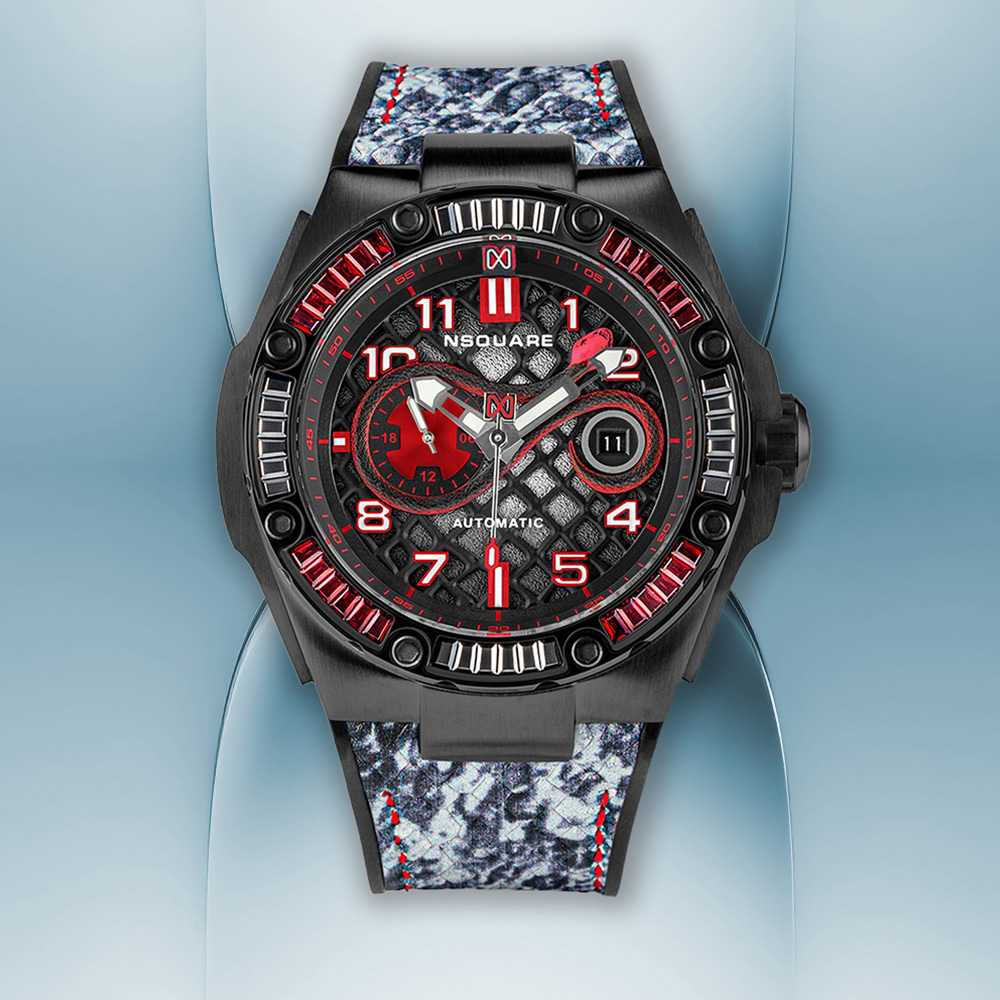 (預購)【NSQUARE】SNAKE 蛇系列 特別款 格紋 立體 蛇紋 機械錶 G0473-N51.4