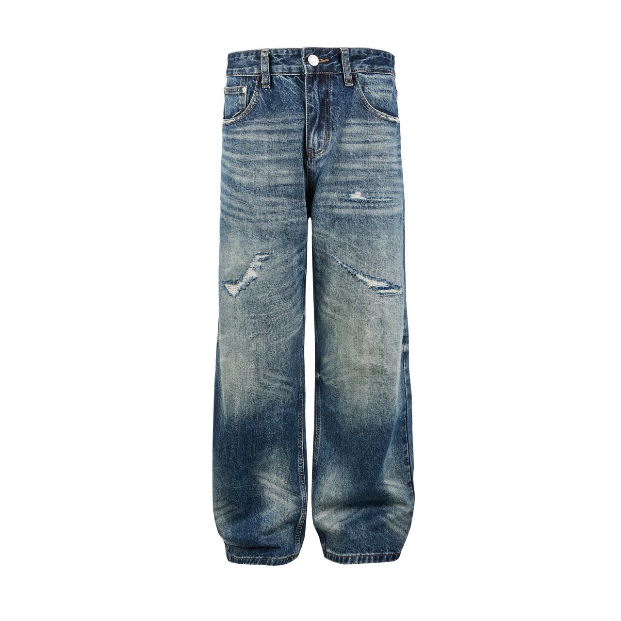 FU 美式 設計感 水洗 貓須 #牛仔褲