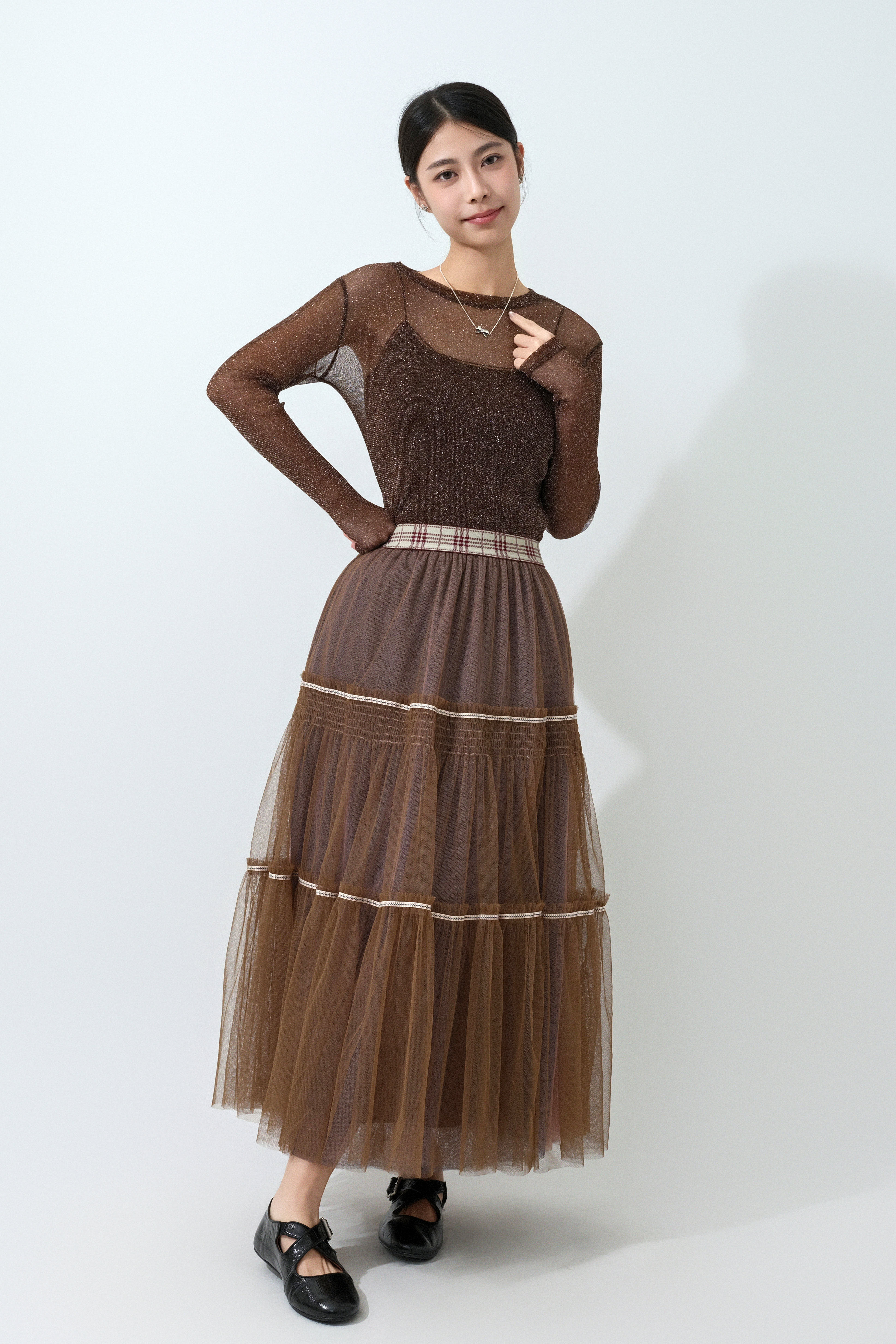 裝飾織帶邊蛋糕網紗裙（預購產品）