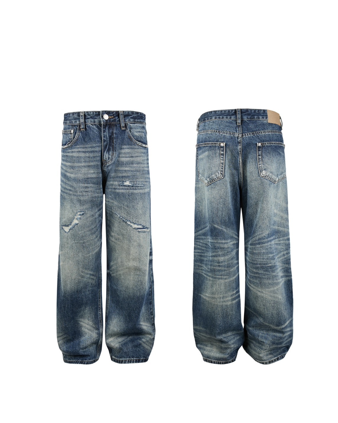 FU 美式 設計感 水洗 貓須 #牛仔褲