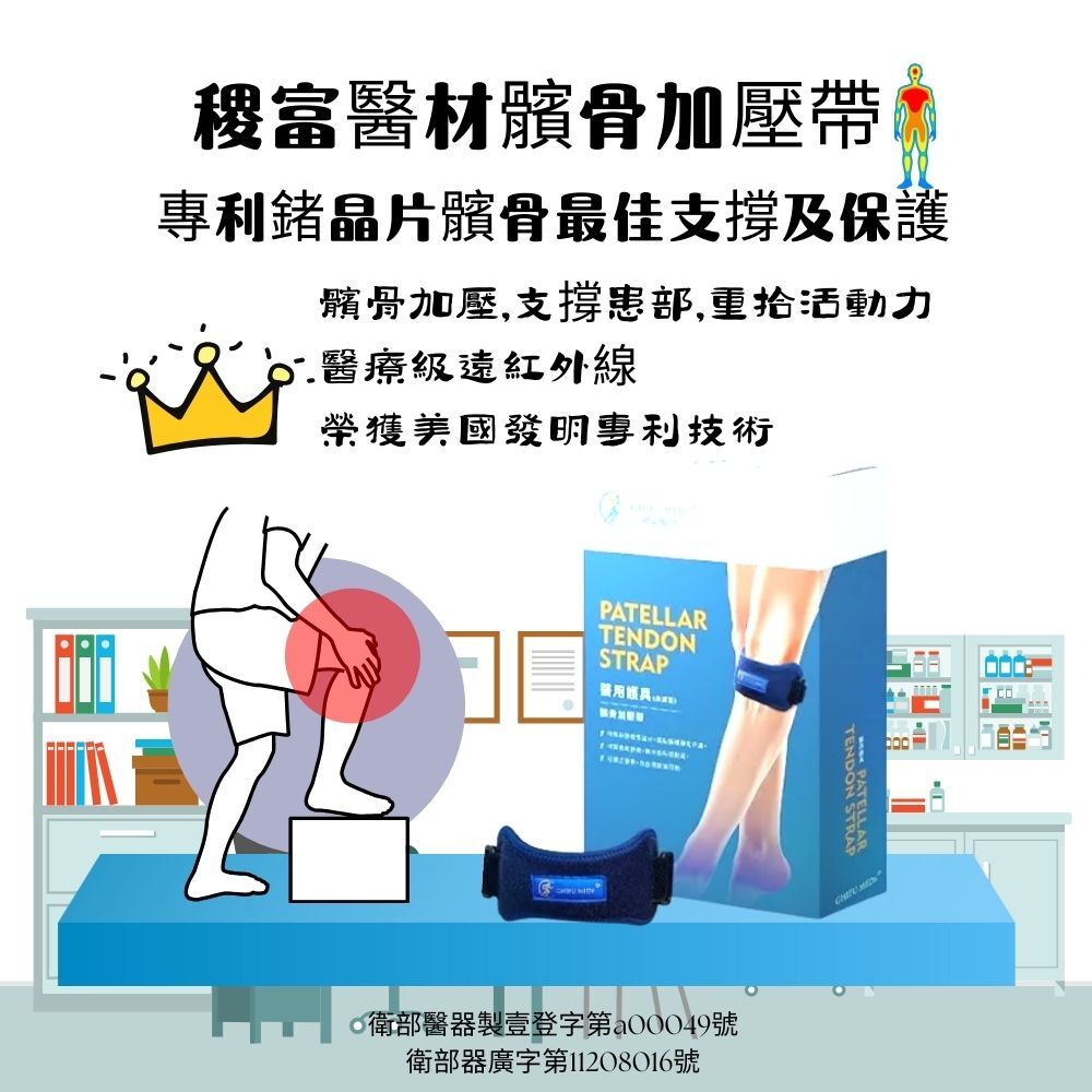 (加長版37cm)稷富醫材醫用護具 (未滅菌)-髕骨加壓帶(一雙)