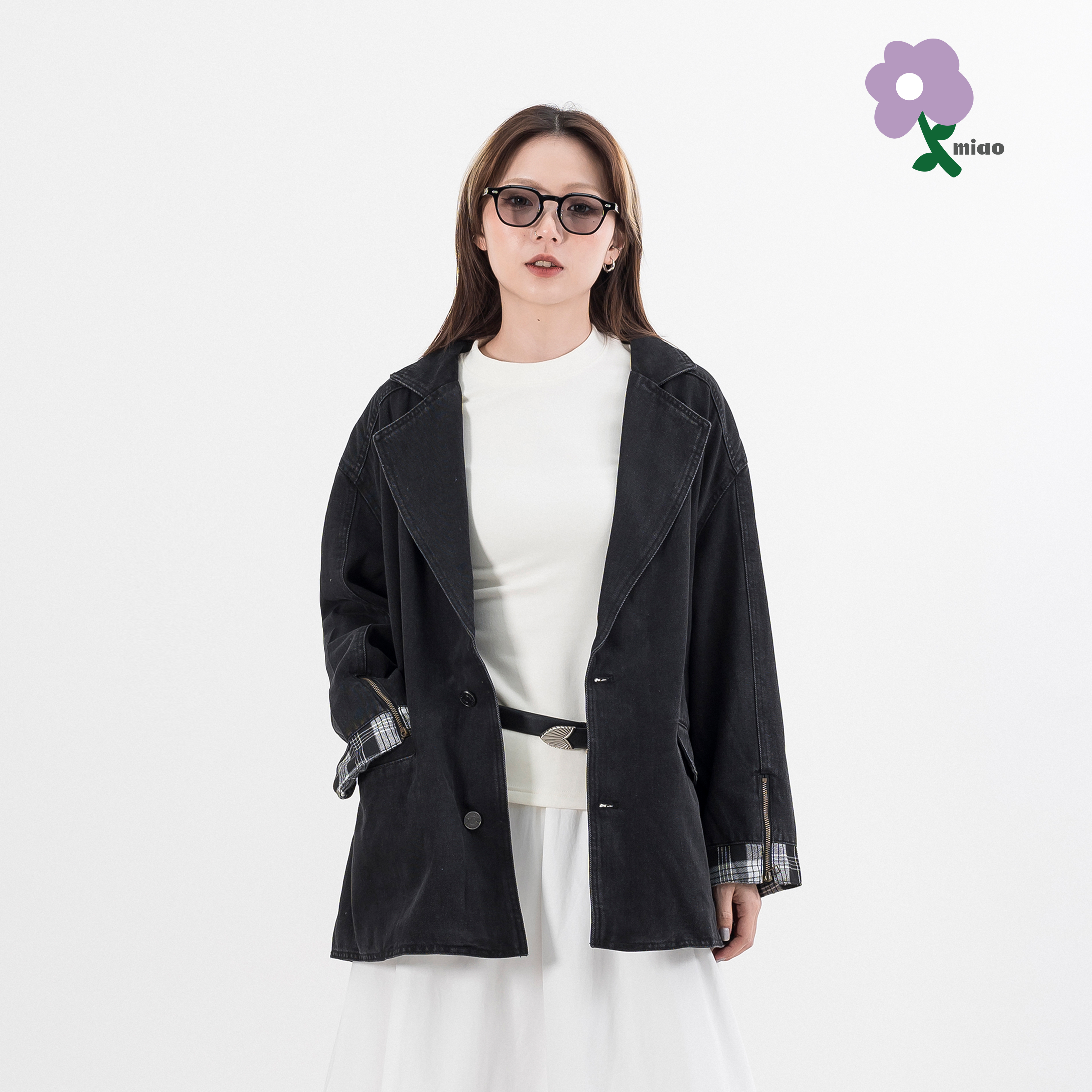 AGILITY MIAO Patchwork Denim Blazer 女裝 拼接牛仔 西裝外套 [M-SUD]