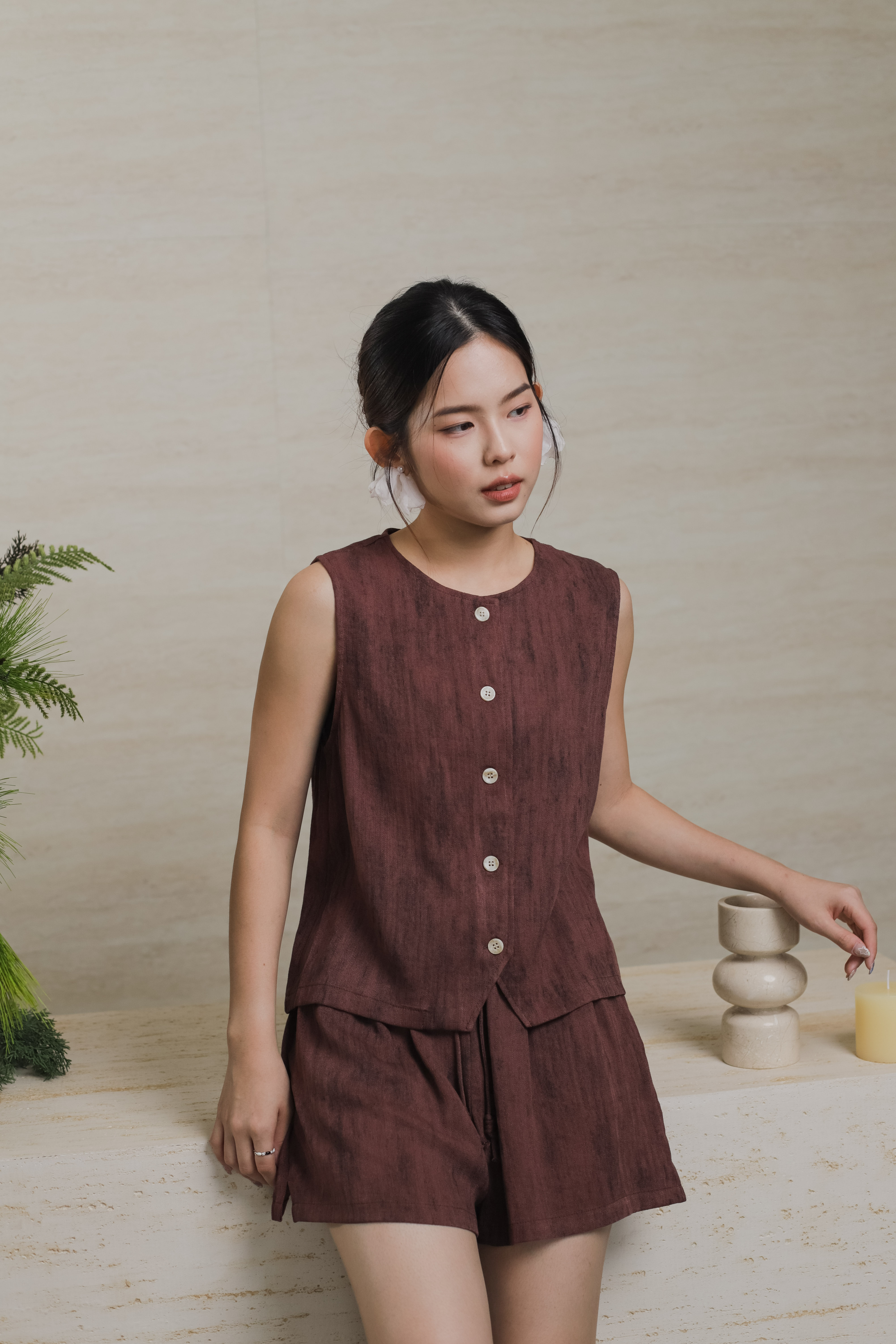 Mossy Tie Dye Vest Rosewood-2569BVROS