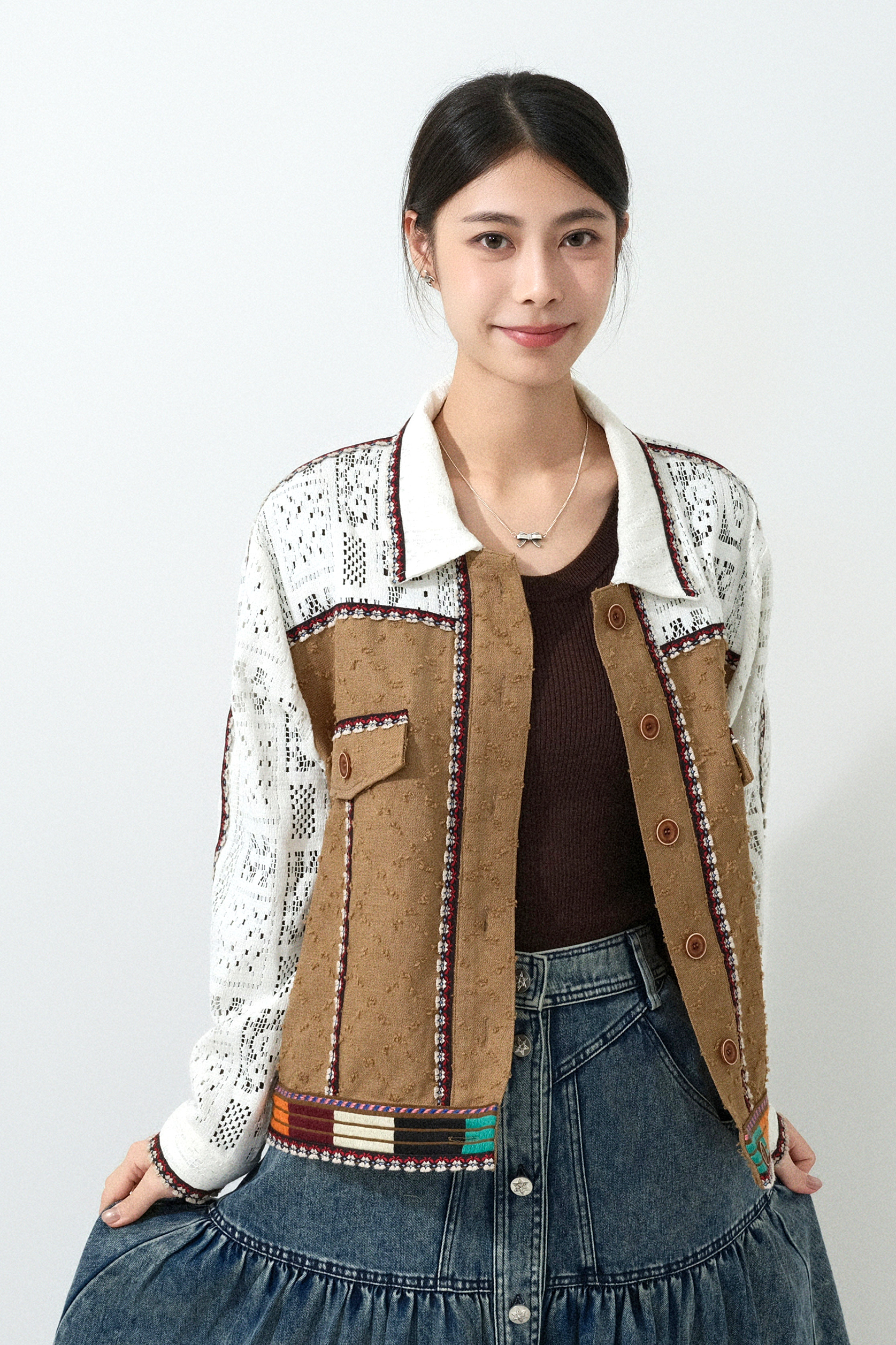 民族織帶邊拼布外套 (預購產品）
