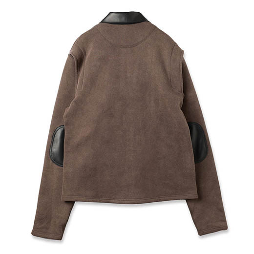 JieDa / LEATHER COLLAR FADE SWEAT ZIP JACKET