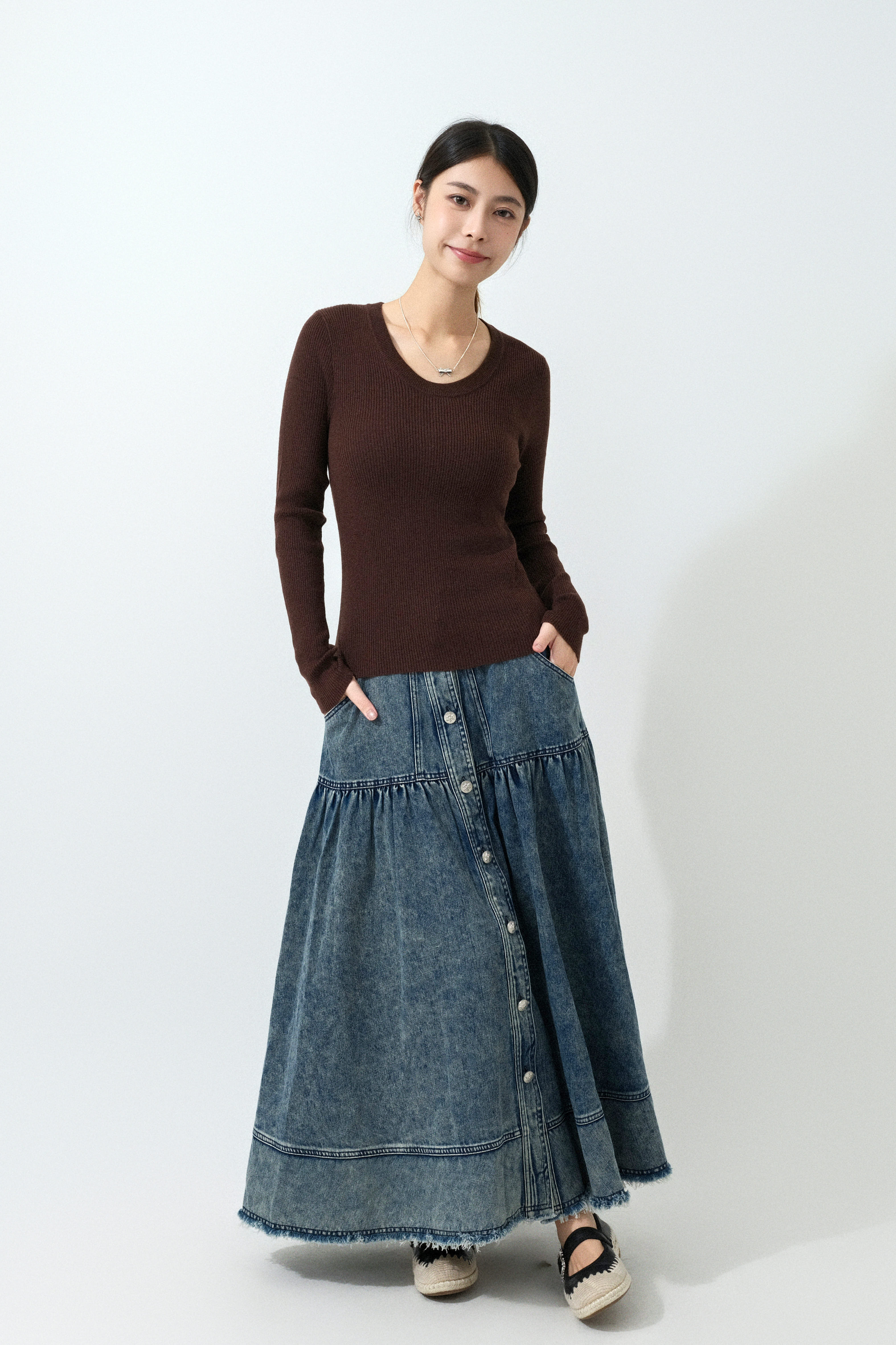 簡約幼坑針織上衣 ( 預購產品）