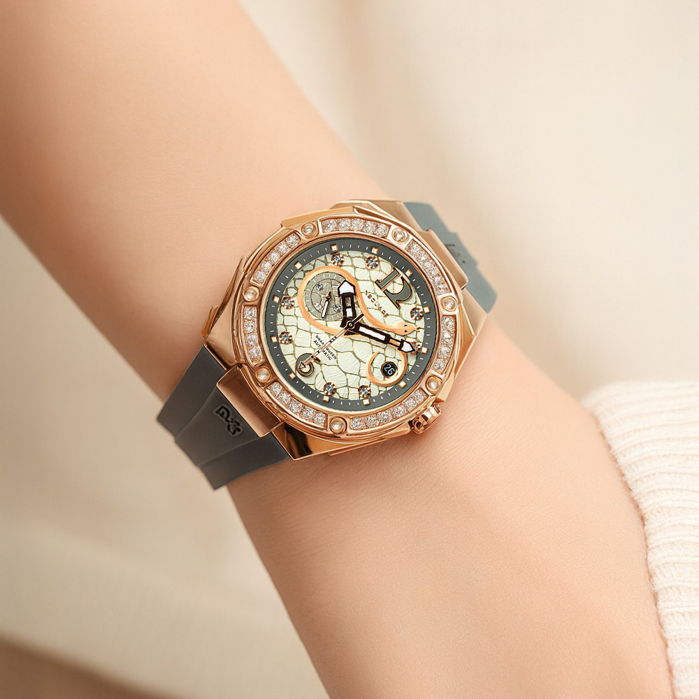 (預購)【NSQUARE】蛇后系列 日本機芯 鑲嵌 施華洛世奇水鑽 蟒蛇紋 自動 機械 腕錶 L0472-N48.2