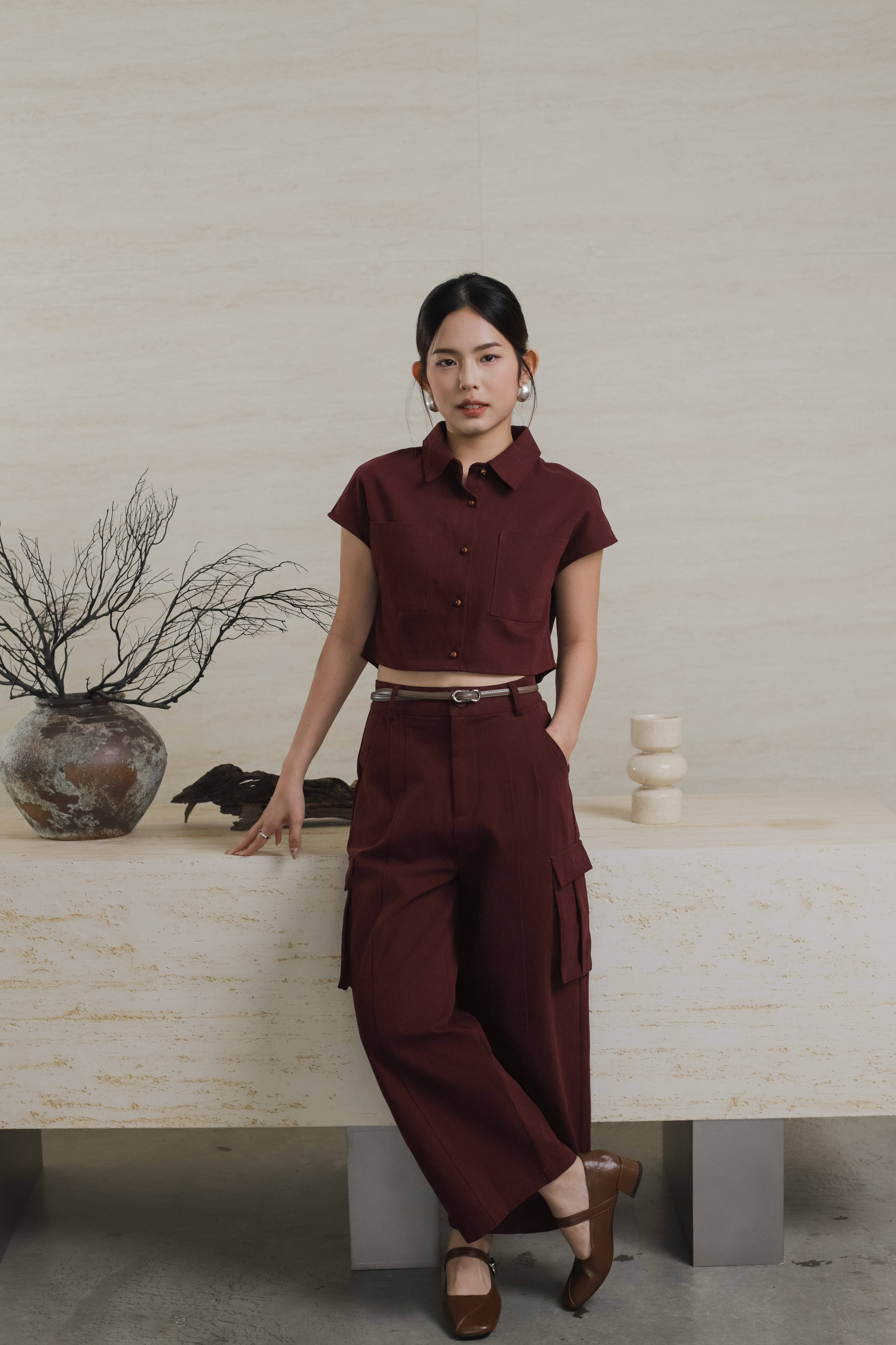 Rueng Cargo Pants  Maroon -2565PLMAR