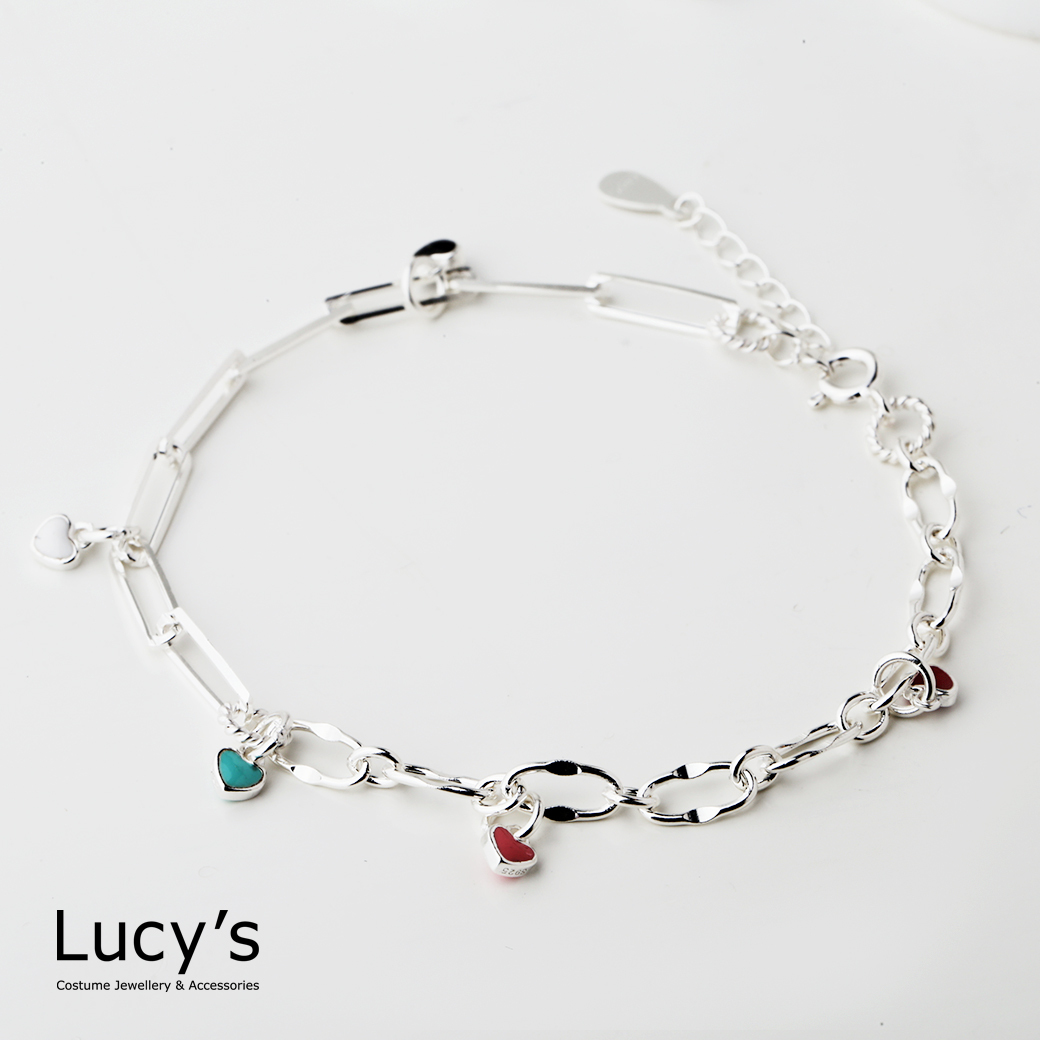 925純銀 繽紛小愛心 手鍊 (126697)