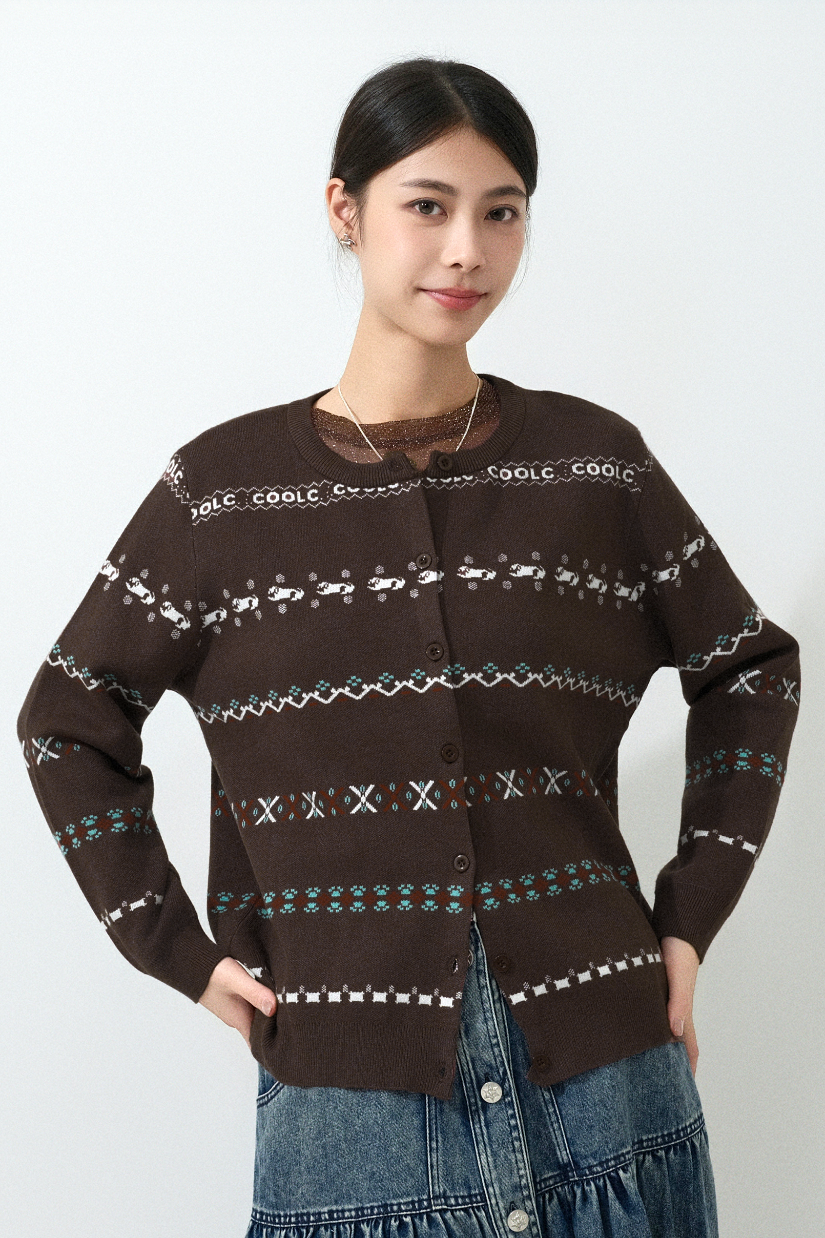 民族彩花間織花cardigan (現貨款式）