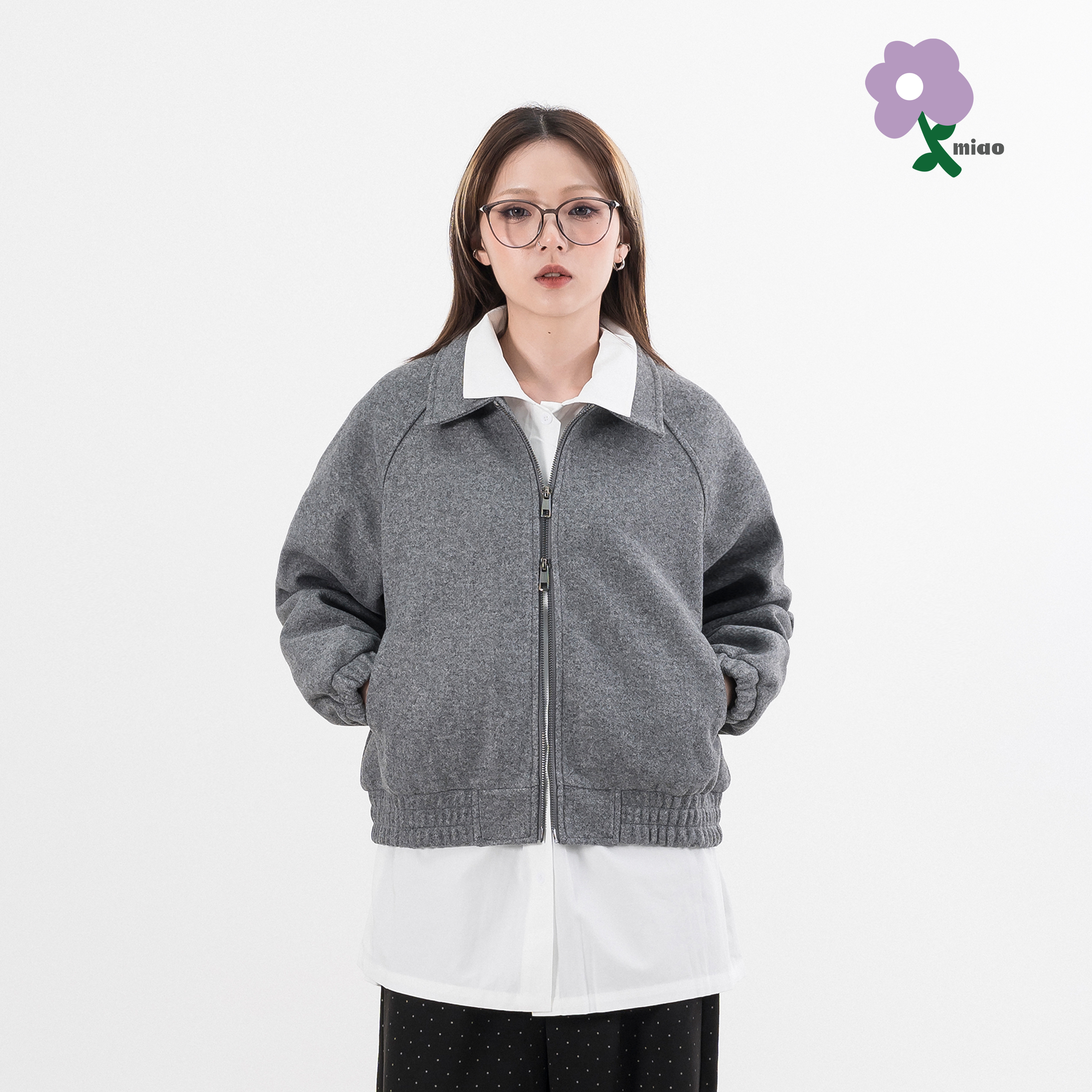 AGILITY MIAO Woolen Cropped Zip Jacket 寬短 毛呢 外套 [M-JK72]