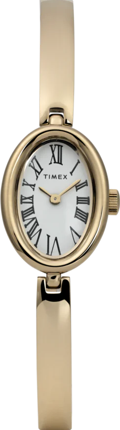 萬年鐘錶 - TIMEX 天美時  Cavatina 金色錶殼橢圓形細緻女錶 TW2Y27200 錶徑19MM