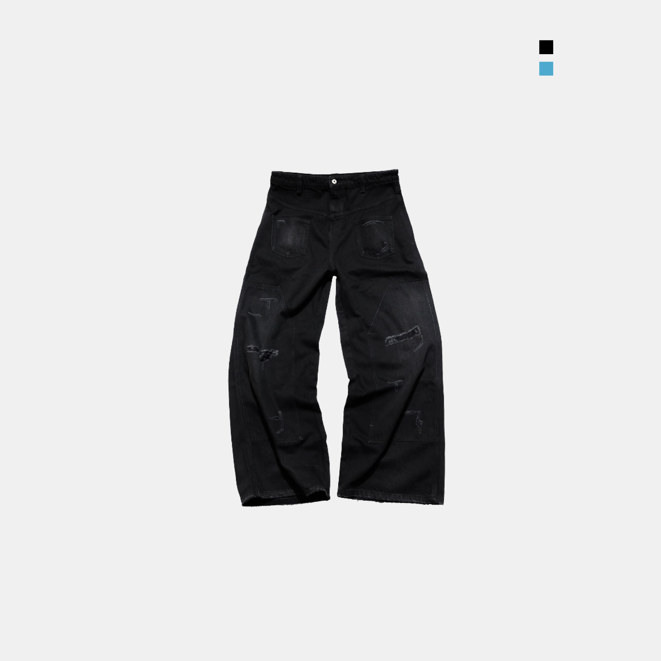 E’TREALOUEST 25SS ( LTNS ) Reversed Baggy Double Knees Jeans 水洗 破壞 反面 牛仔褲