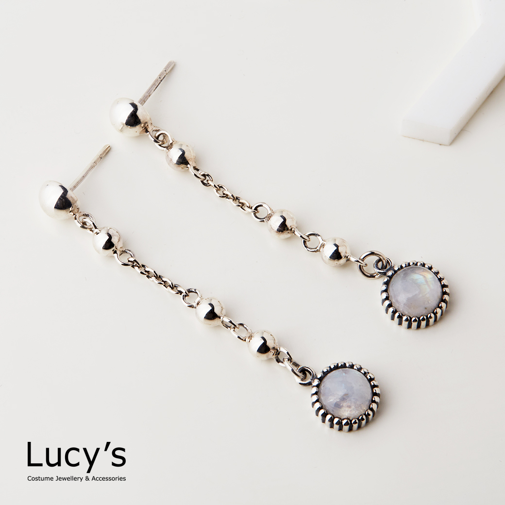 925純銀 搖曳月光 硫化耳環 (67051)