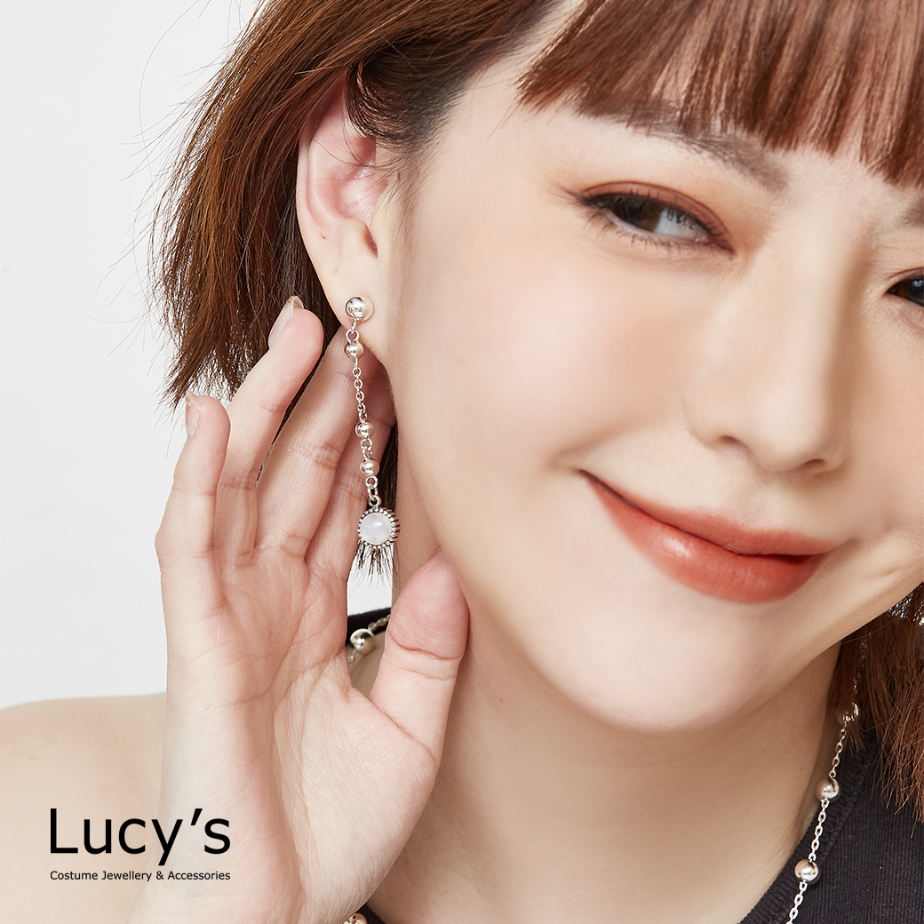 925純銀 搖曳月光 硫化耳環 (67051)