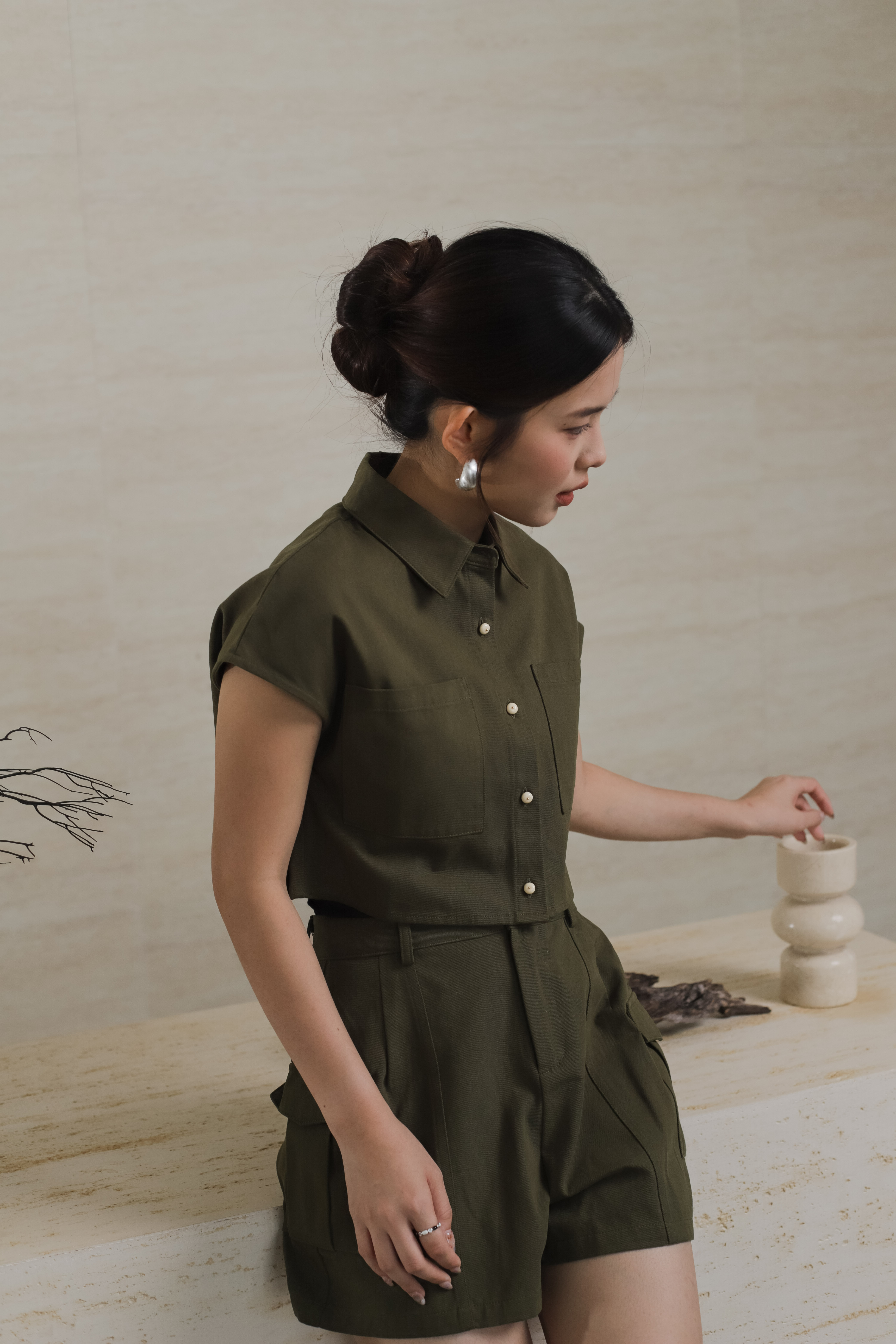 Rueng Dropshoulder Top Moss - 2562BSMOS