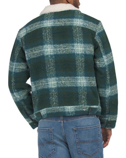 【直播】LEVIS LL112653 Plaid Wool Blend Sherpa Lined Trucker 外套 (綠色)