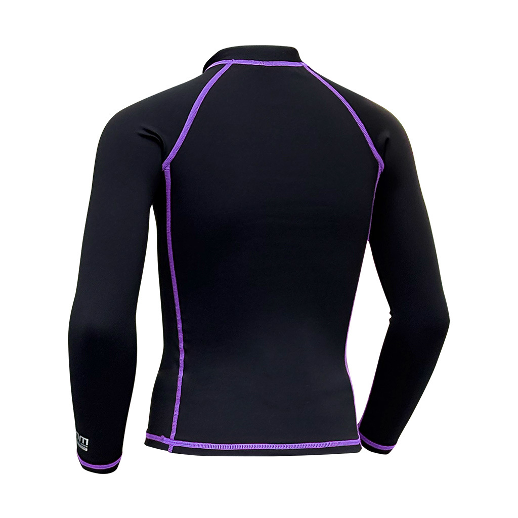 1mm 兒童抗水抓毛游泳保暖上衣 (前半拉鏈) - 黑/紫