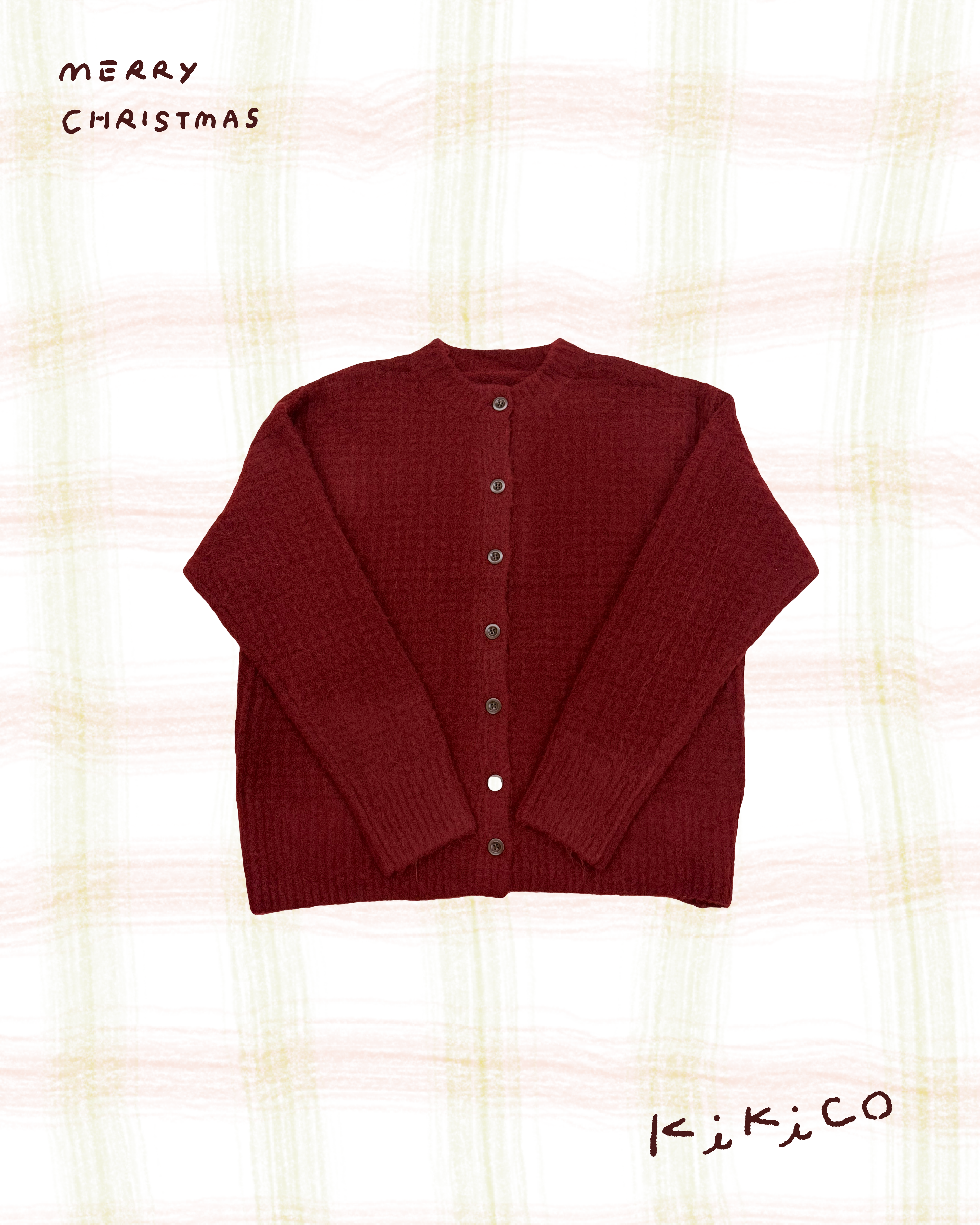 窩夫暗格圓領毛衣外套