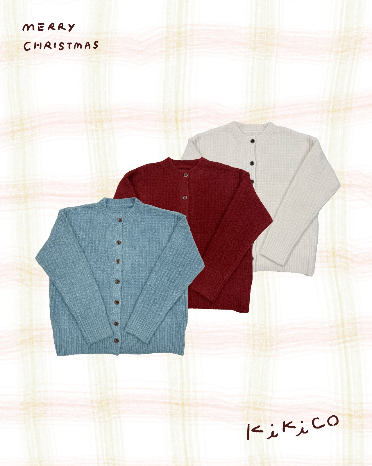 窩夫暗格圓領毛衣外套